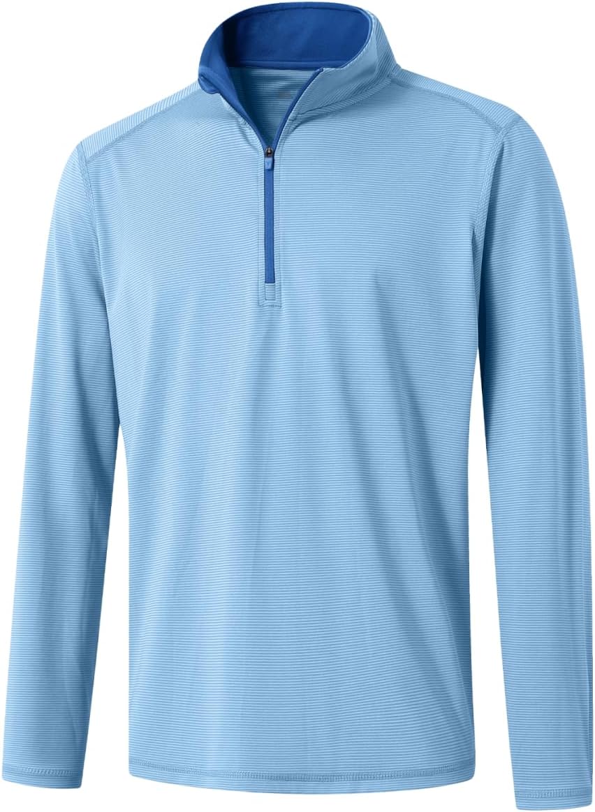 Detalle de M MAELREG Quarter Zip Pullover Men Performance Dry Fit Stripe Mock Neck Midlayer