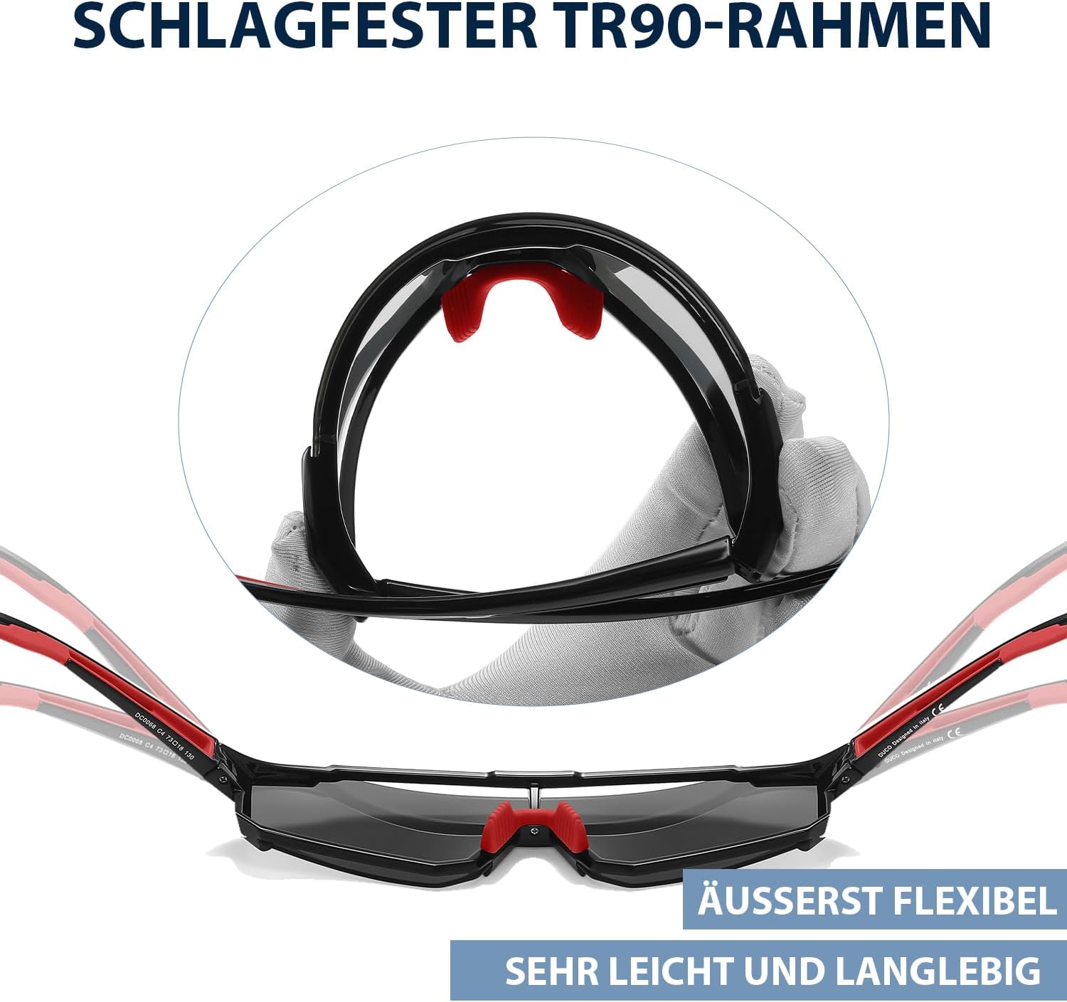 Detalle de DUCO Lunettes de soleil de sport polarisées UV400 TR90 (DC0068) pour homme et femme