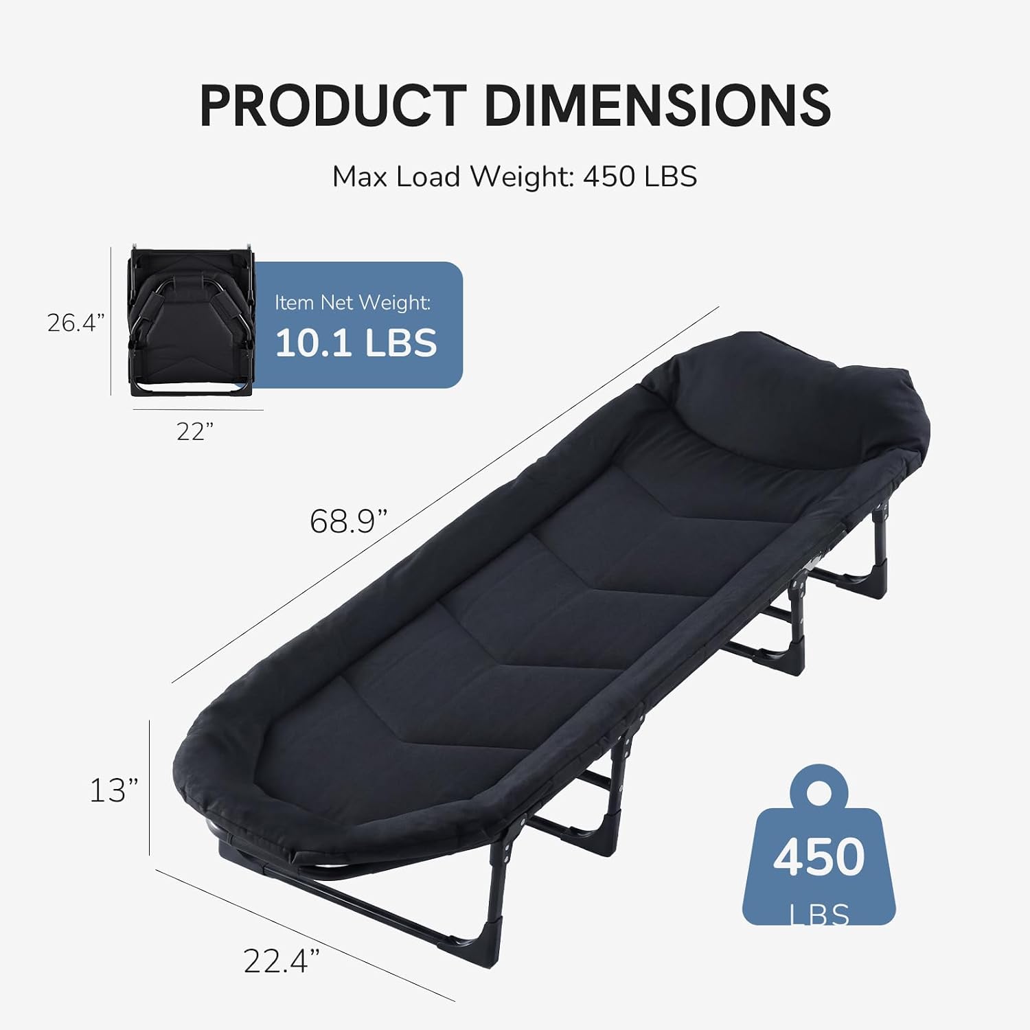 Detalle 2 de DUMOS Camping Cot with Carbon Steel Frame