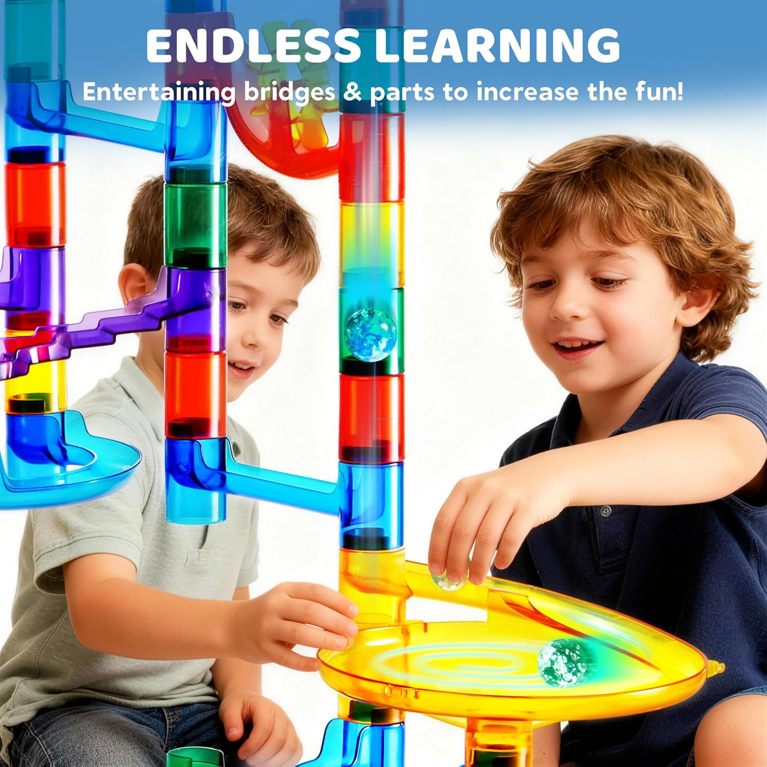 Thumbnail 4 de JOYIN 170-piece Glowing Marble Run building blocks set with glow-in-the-dark marbles