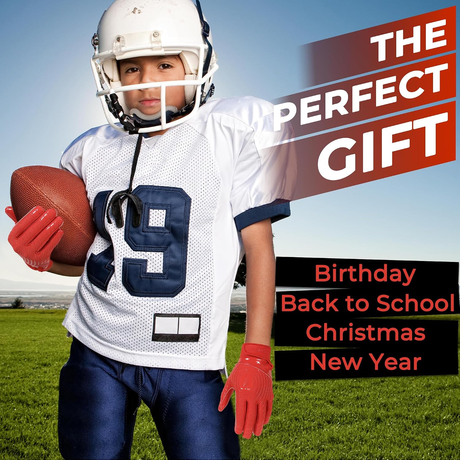 Detalle 2 de HANDLANDY Youth Football Gloves with Sticky Silicone Palm (Kids Receiver Gloves)