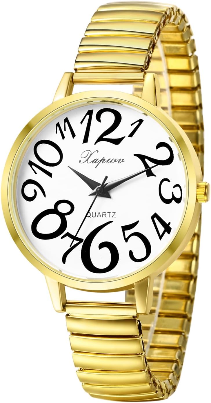 Detalle de Avaner Armbanduhr Damen mit großem Zifferblatt, elastischem Armband und analogem Quarzwerk