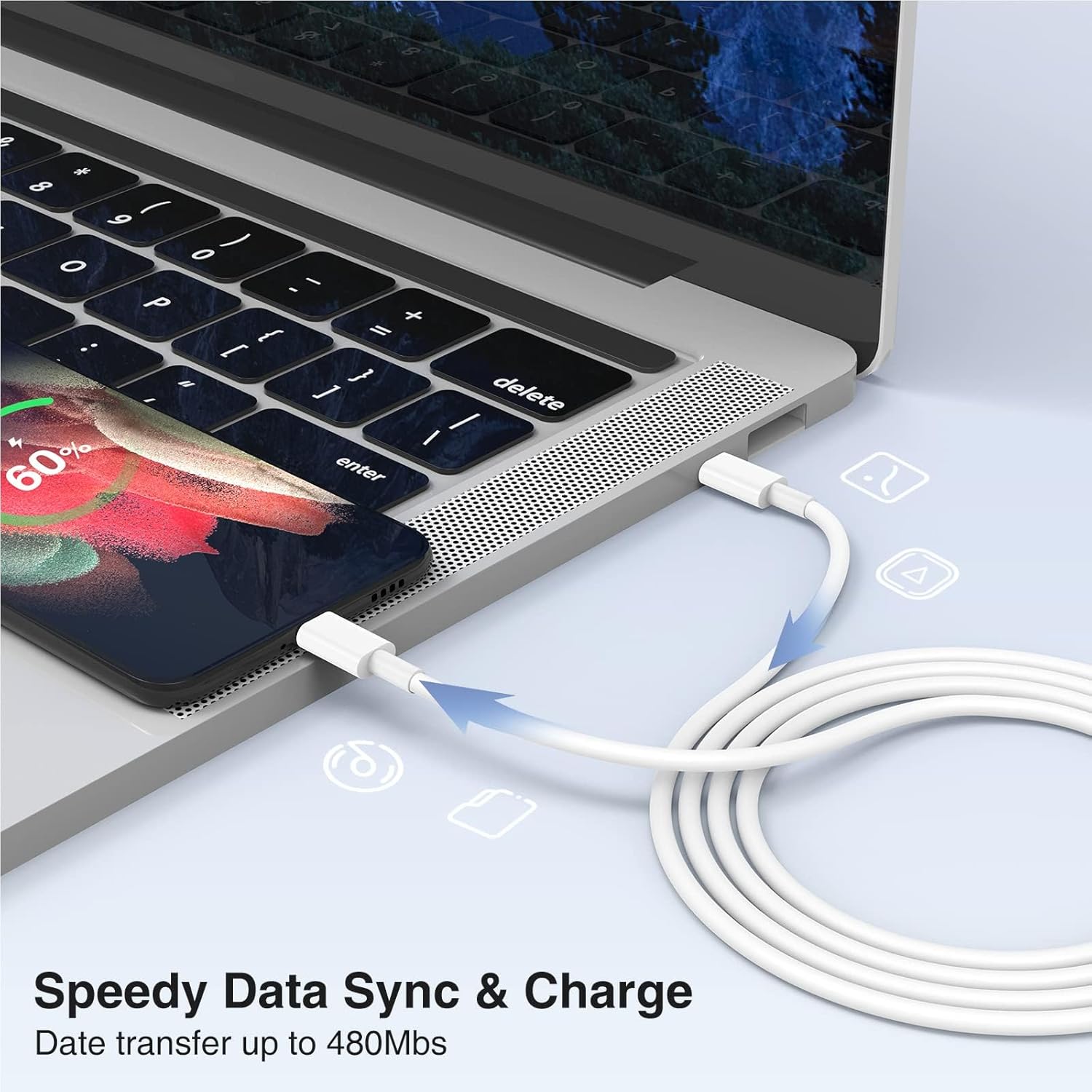 Detalle de 3-Pack 6.6FT 60W USB-C to USB-C Cable — Durable, fast-charging Type-C to Type-C Cord (3-Pack)