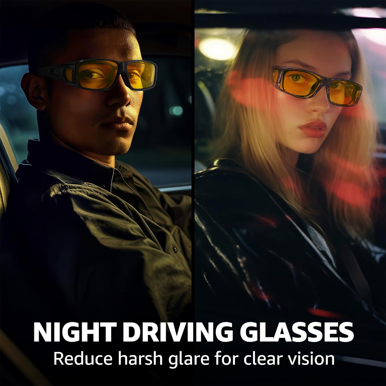 Thumbnail 1 de LVIOE 2er-Set Nachtsichtbrille mit gelben TAC-Linsen – polarisiert als Fit-Over-Brille für Nachtfahrten