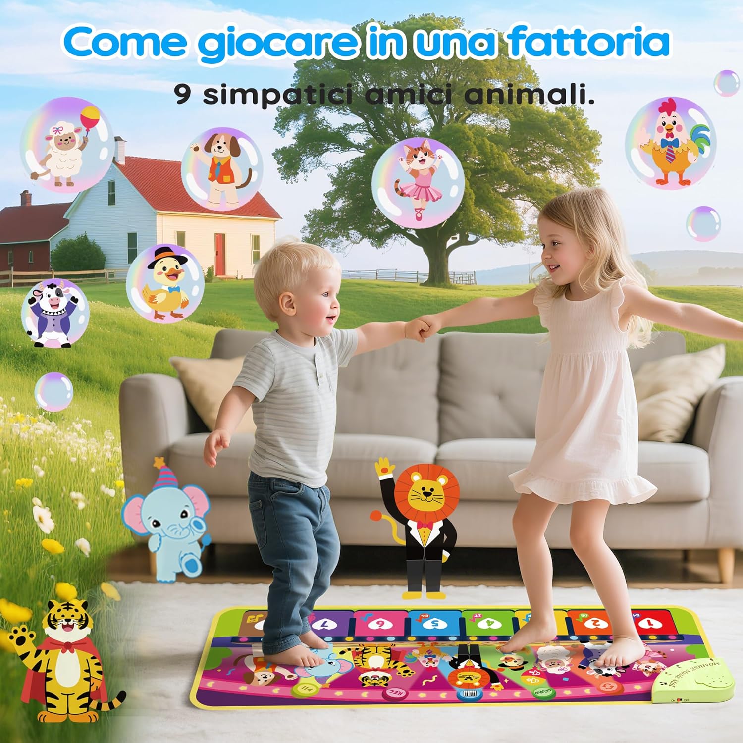 Thumbnail 4 de MOMUSE Tappeto Musicale Multilingue 5 Lingue con 9 Animali (IT/DE/FR/EN/ES) portatile, regalo bambini 1-4 anni