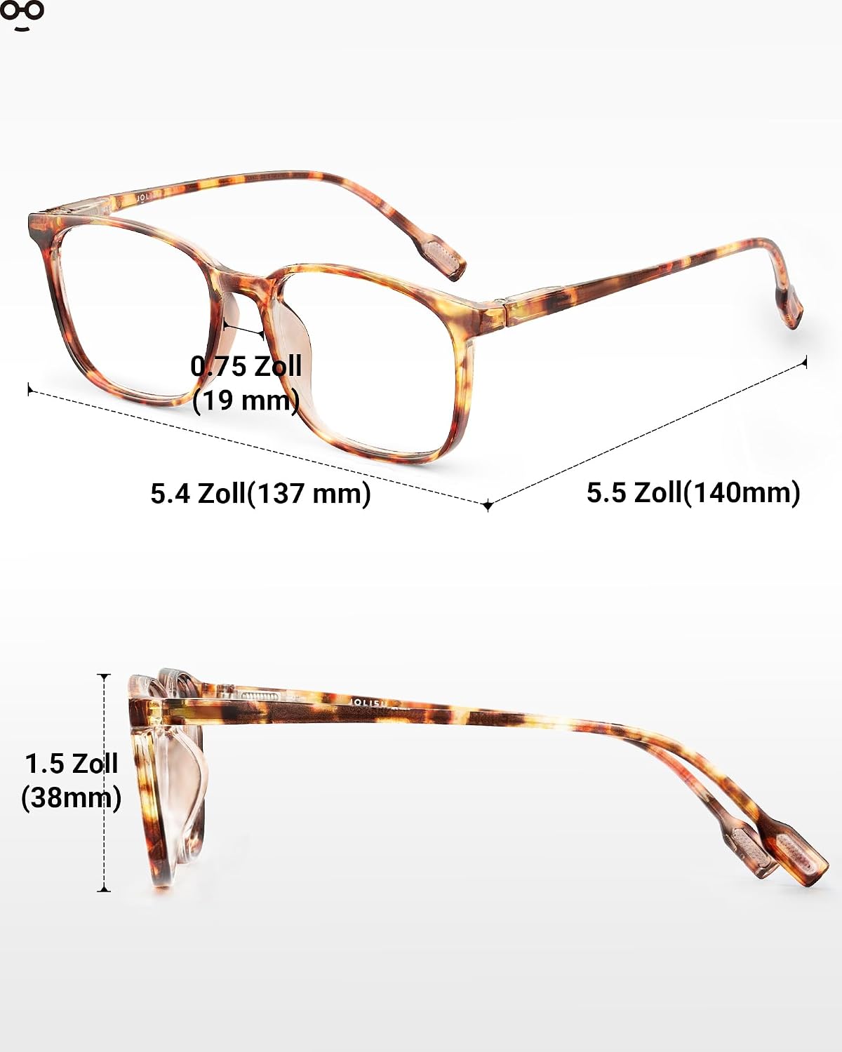 Detalle de JOLISU Lesebrille mit Blaulichtfilter 5er Pack – Federbügel, schlankes Leichtgewicht, zeitloses Design (Dioptrie +1,5)