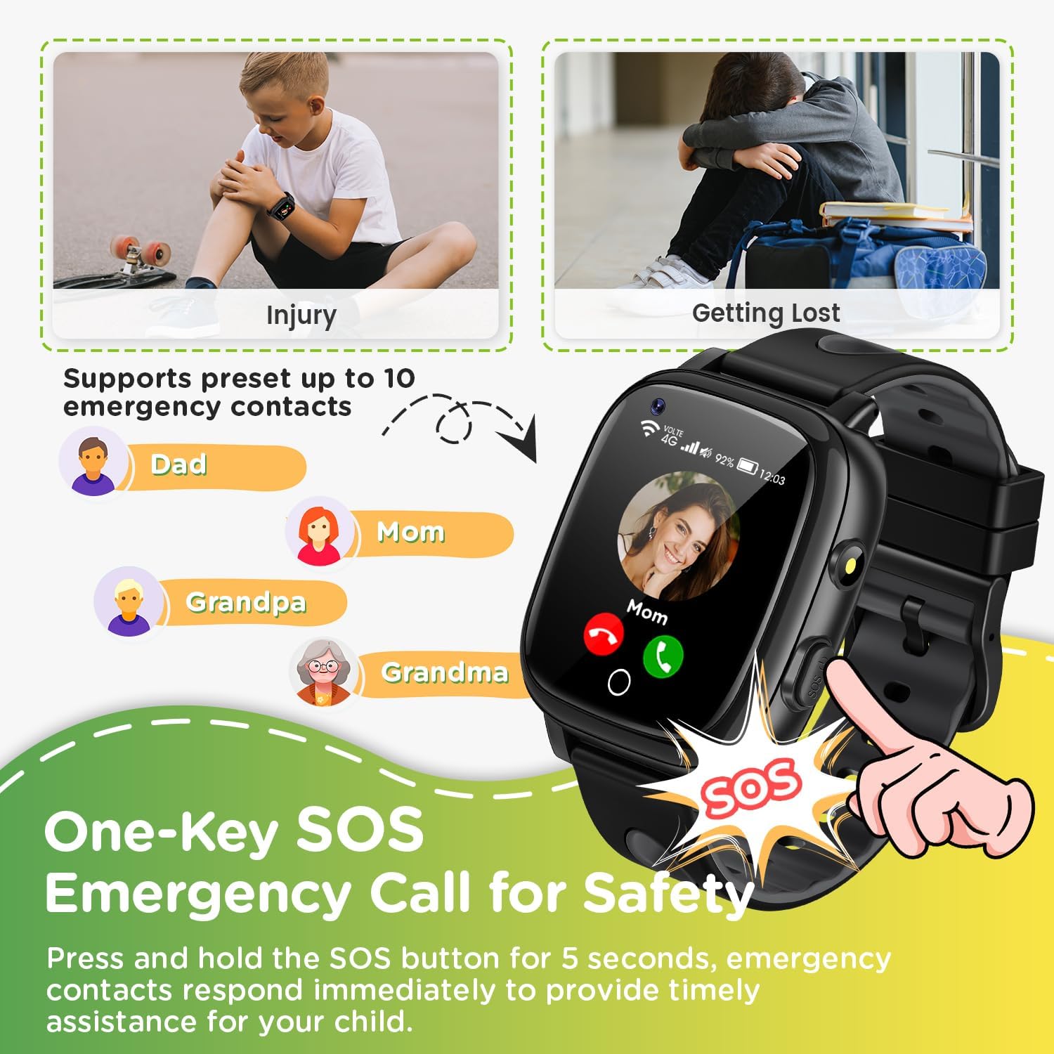 Thumbnail 2 de whraills 2026 Nouvelle 4G Montre Connectée Enfant – Écran HD, GPS + SOS, mode École et IP68