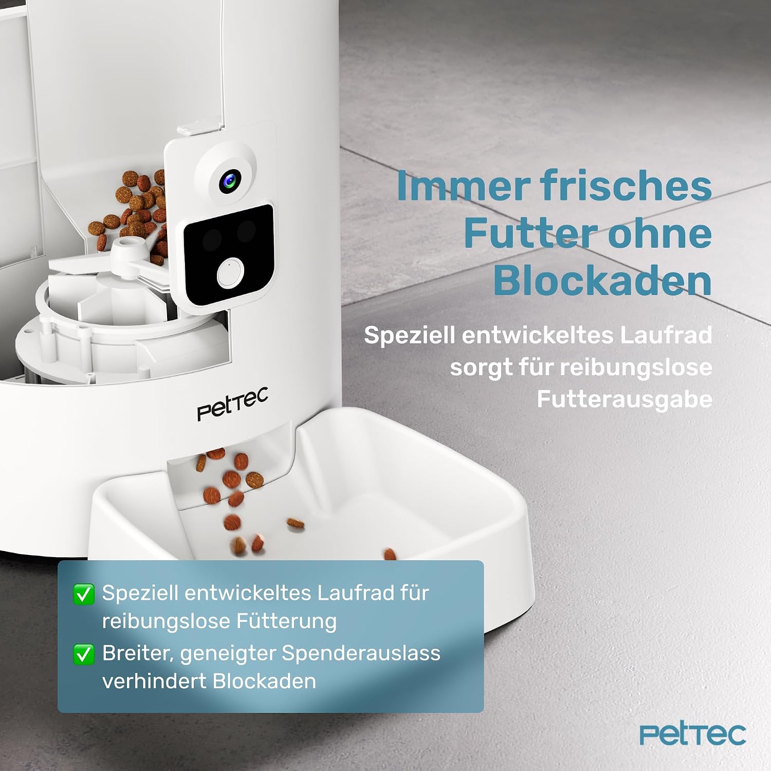 Detalle de PetTec – Pet Cam Buddy Futterautomat 8L mit WLAN und App-Steuerung