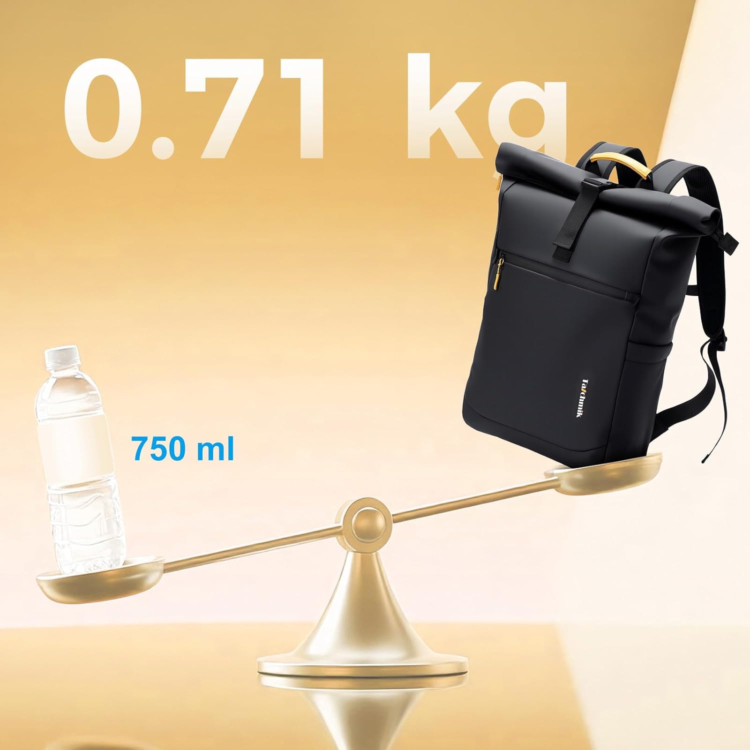 Thumbnail 3 de Taschmik Rolltop Rucksack wasserdicht – 17 Zoll Laptopfach, 19–27 l, Schwarz