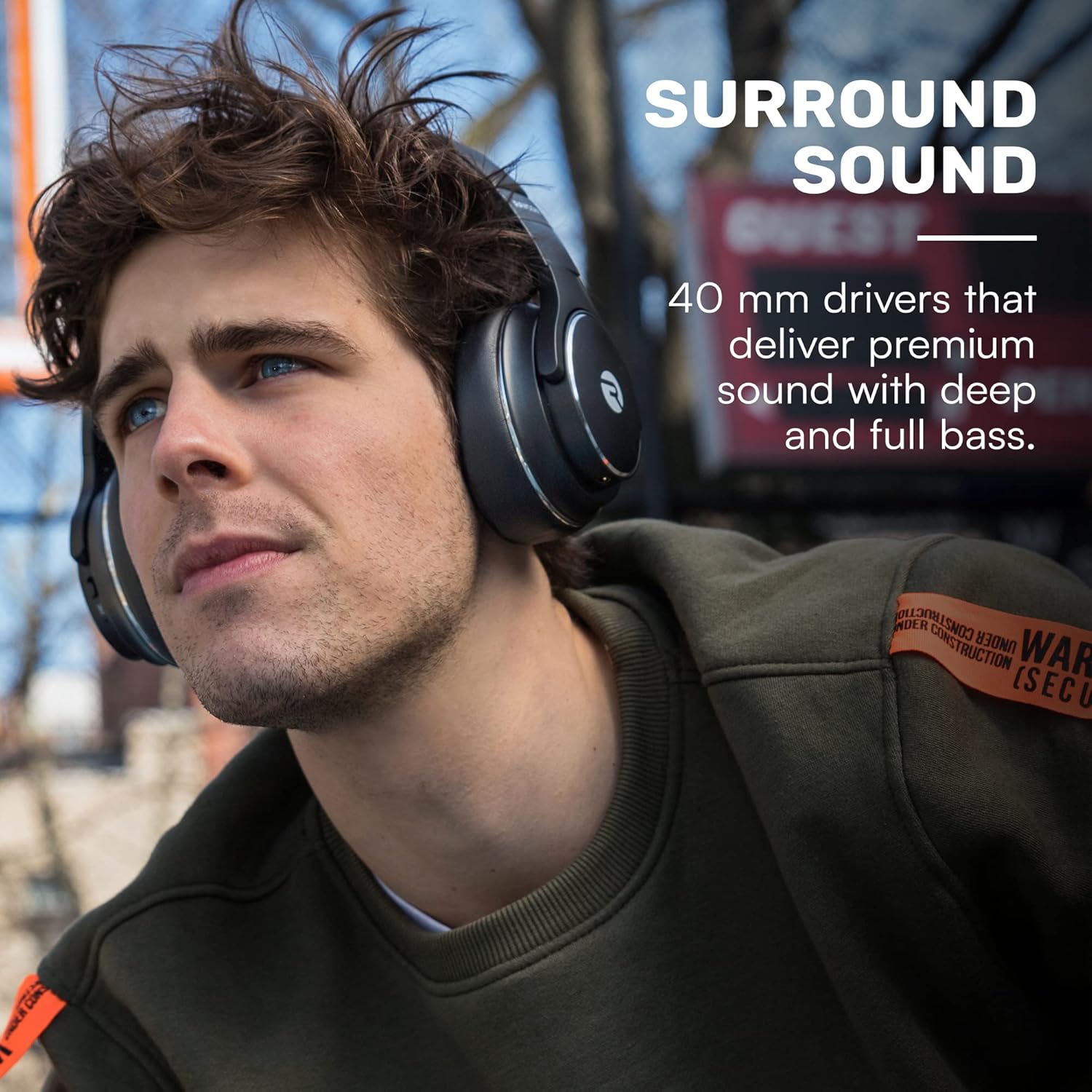 Thumbnail 5 de Raycon Everyday Wireless Bluetooth Over-Ear Headphones with ANC, Awareness Mode, Built-in Mic and IPX4 (Frost White)
