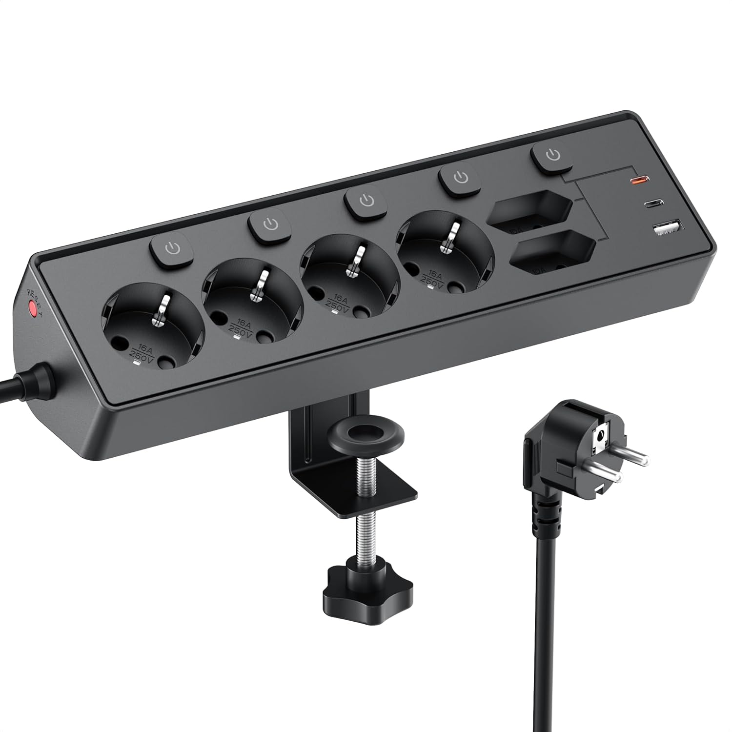 Detalle de Ciabatta Multipresa con USB 9 in 1: 6 prese, 3 USB e protezione sovratensione