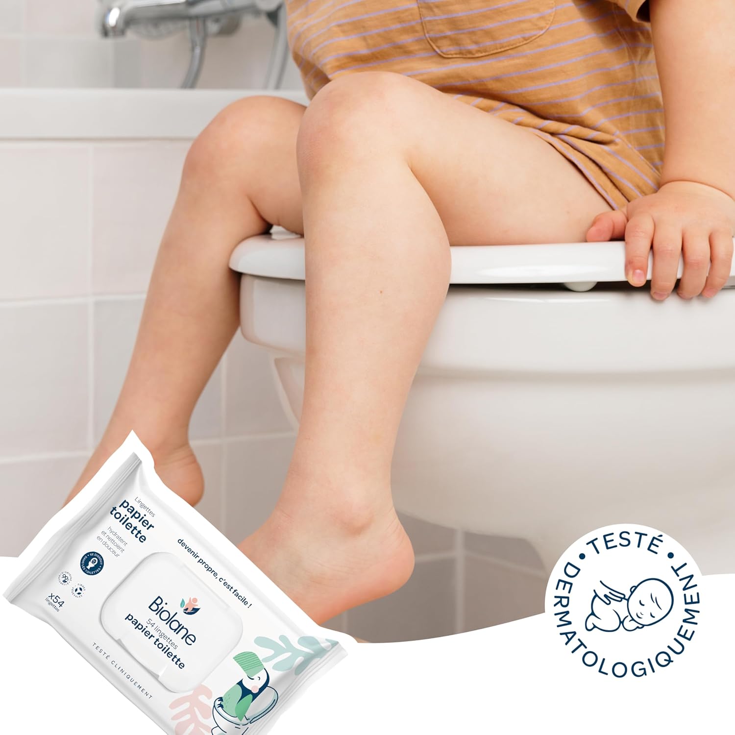 Thumbnail 4 de Biolane Papier toilette humide – Lot de 5 paquets (54 feuilles) – Fibres végétales, dès la naissance