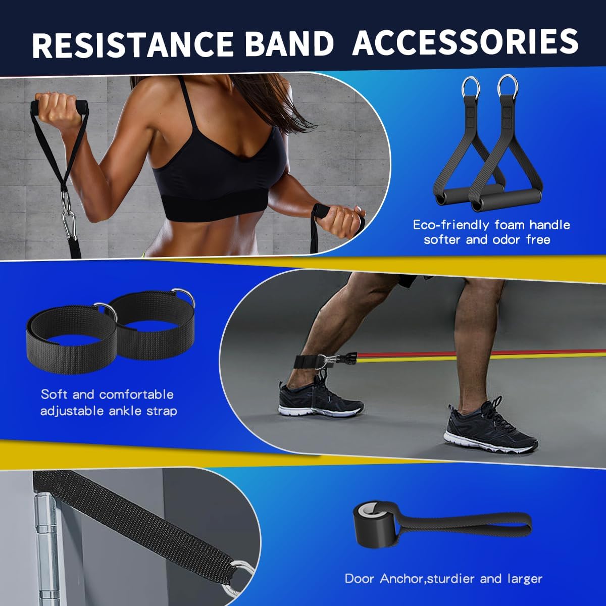 Detalle 2 de WHATAFIT Resistance Bands with Handles — 100 lb Full-Body Home Gym Set