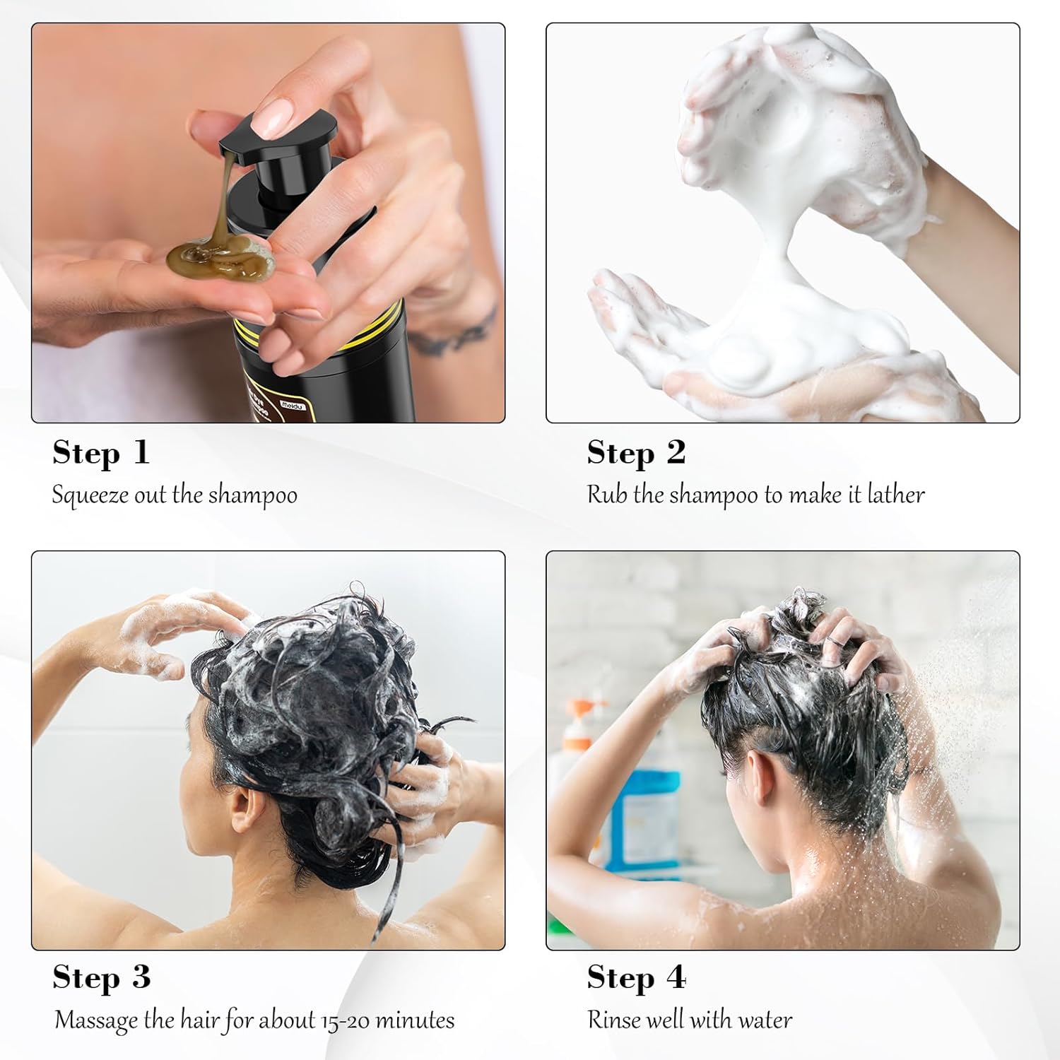Detalle de KAISASA Dark Brown Hair Dye Shampoo 3 in 1 — Grey Coverage with Gentle Herbal Formula