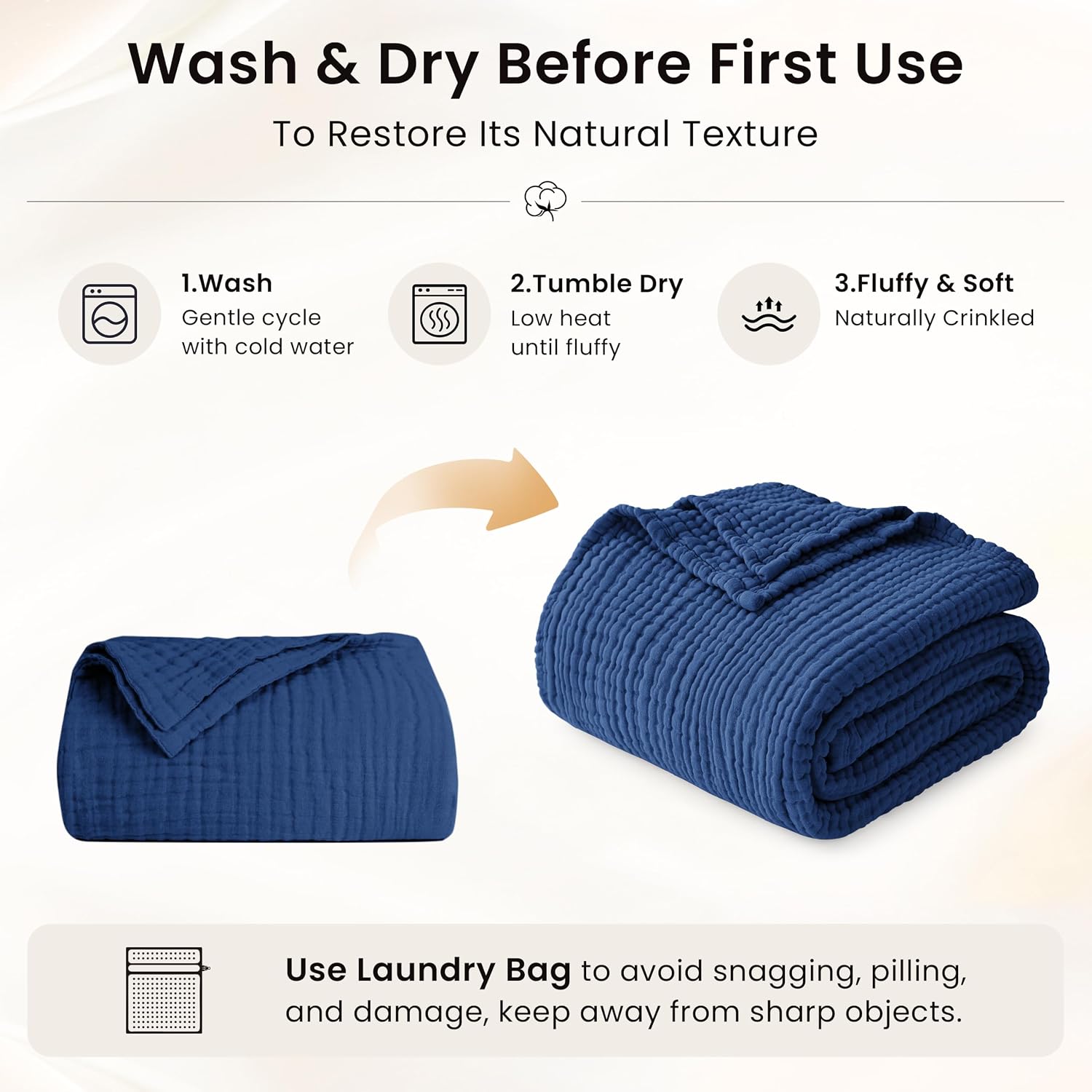 Detalle de Love's cabin Cotton Muslin Blanket, King Size