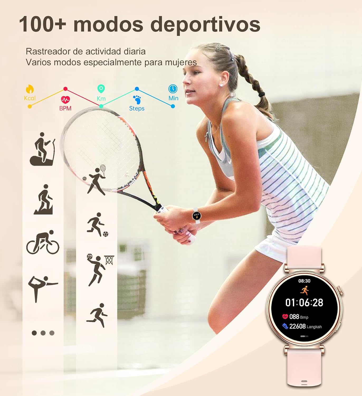 Thumbnail 3 de Smartwatch Mujer Redondo 1.27", Llamadas y 100+ Modos