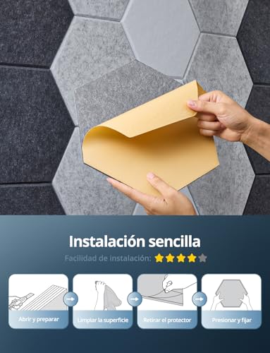 Thumbnail 7 de Kuchoow Paneles Acústicos Hexagonales Decorativos Autoadhesivos para Pared
