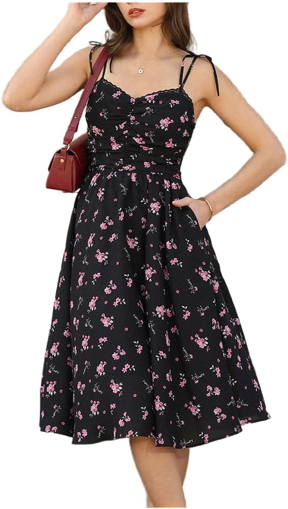 Detalle 1 de Belle Poque Robe d'été décontractée à bretelles spaghetti pour femme