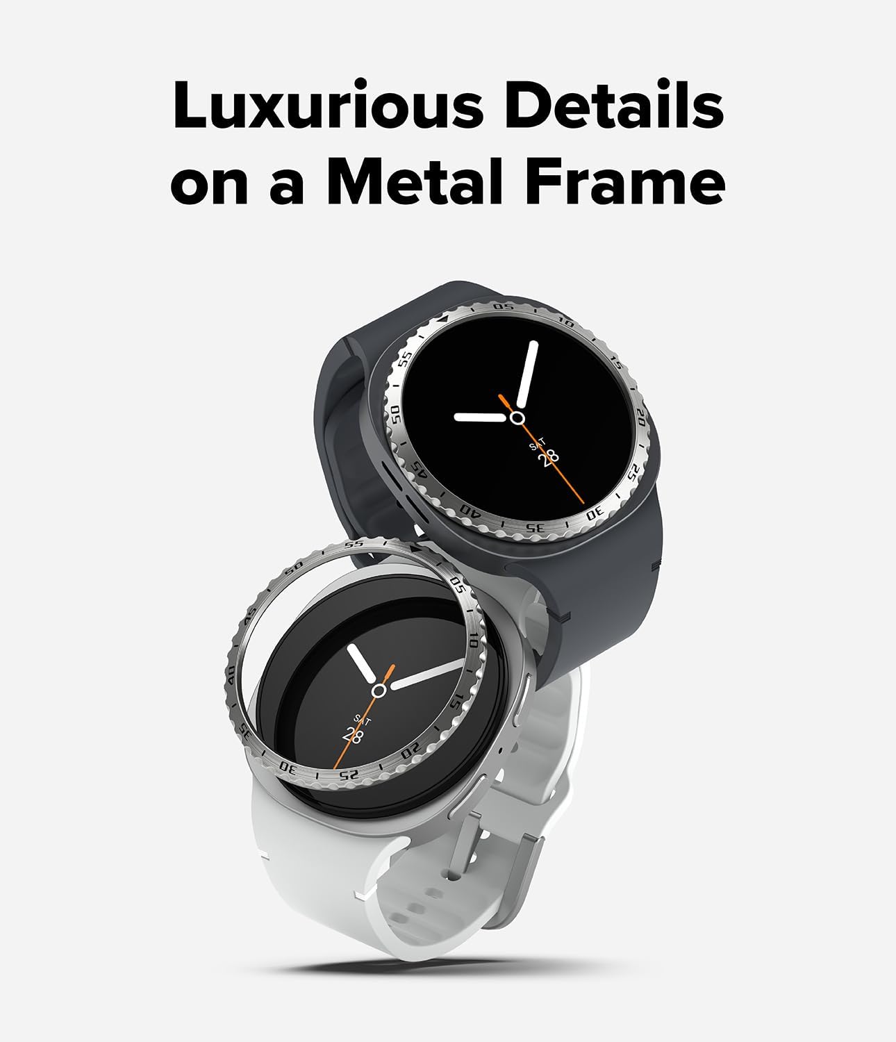 Detalle de Ringke Bezel Styling for Samsung Galaxy Watch 8 44mm – Classic Silver Bezel Ring