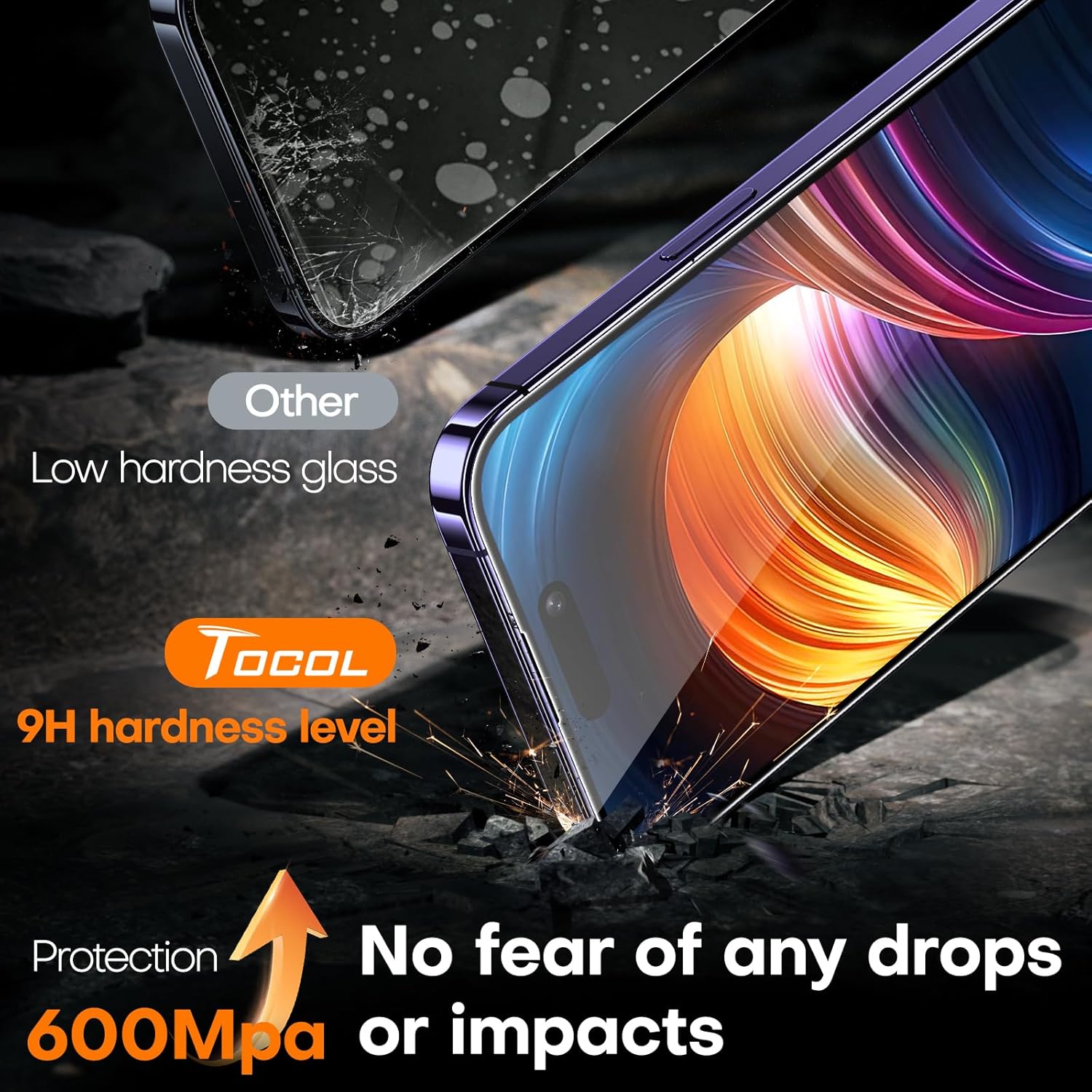 Detalle 2 de TOCOL iPhone 14 Pro Max Screen Protector 2-Pack