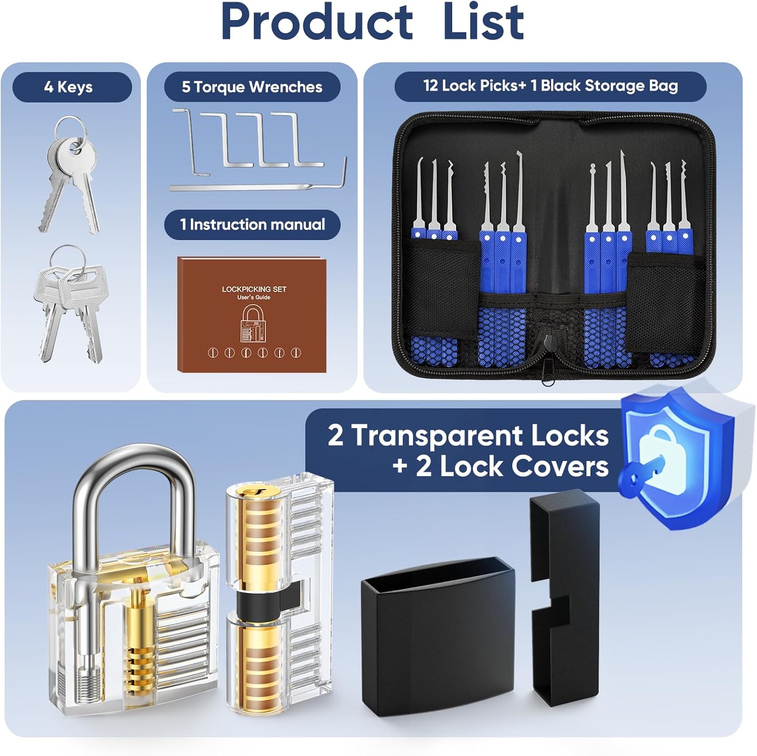 Detalle de Eventronic 17-Piece Lock Picking Set with 2 Transparent Practice Locks
