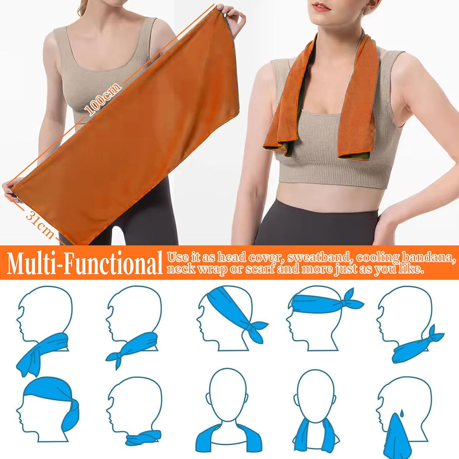 Thumbnail 4 de VAKKI Cooling Towel: Ice Cold Sports Sweat Towel for Instant Relief