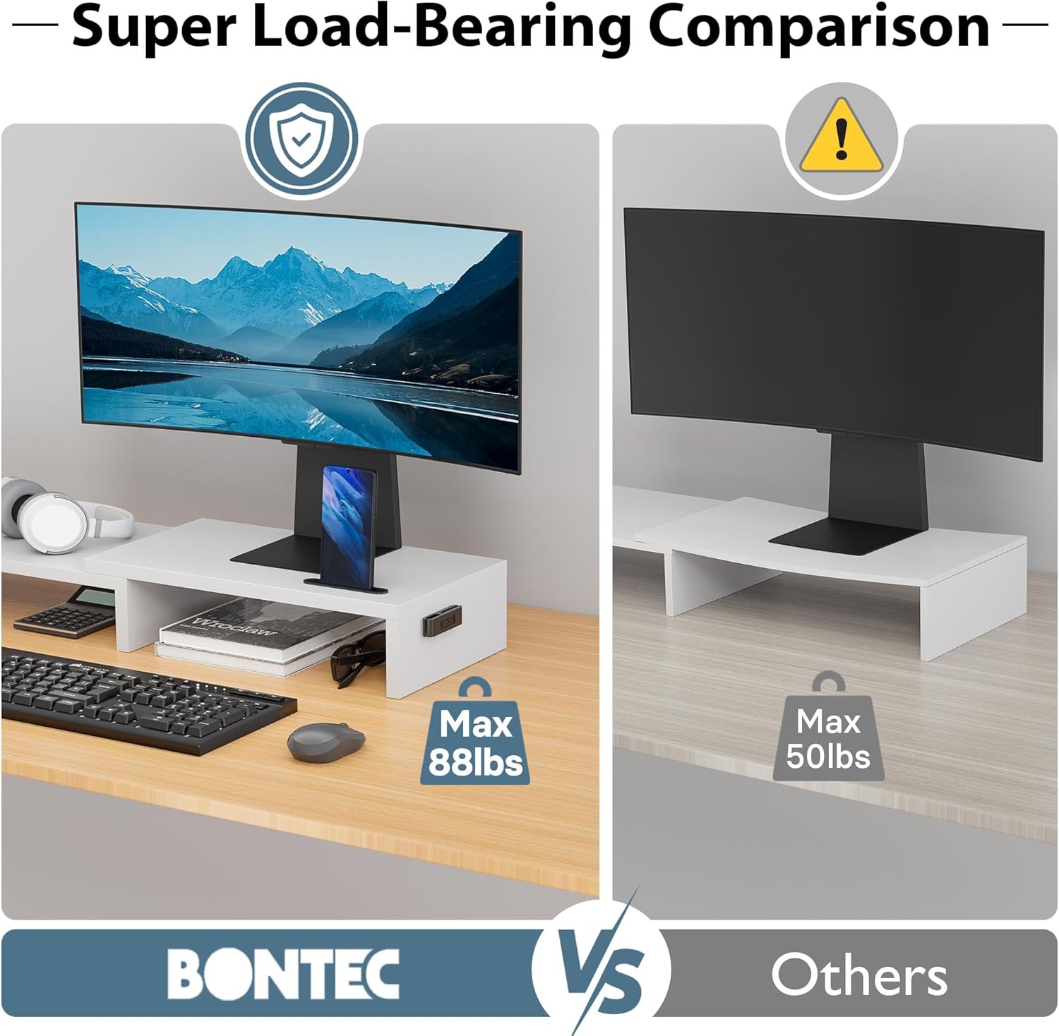 Thumbnail 4 de BONTEC Dual Monitor Stand Riser adjustable organizer