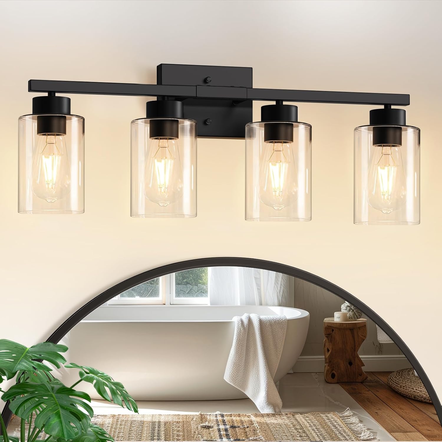 Detalle de IZORRO Modern Bathroom Light Fixtures, 4-Light Black Vanity Lights