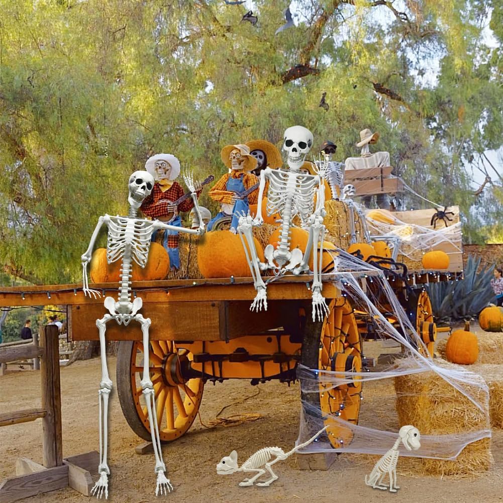 Thumbnail 6 de UMEELR 5.4-Foot Halloween Skeleton Set with Poseable Human, Cat and Dog Figures