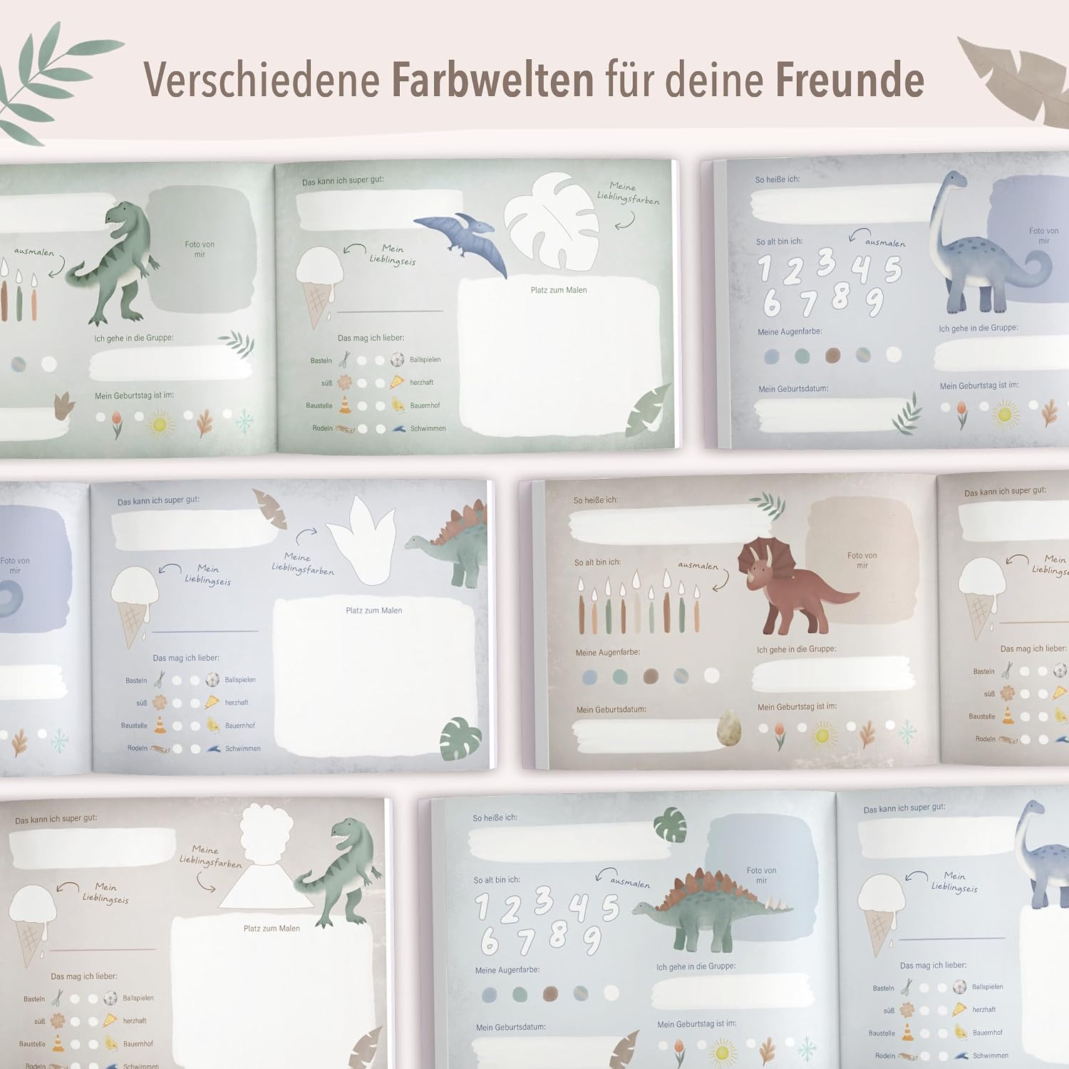 Thumbnail 2 de mintkind Freundebuch Kindergarten – Dino Aquarell, 80 Seiten zum Ausfüllen