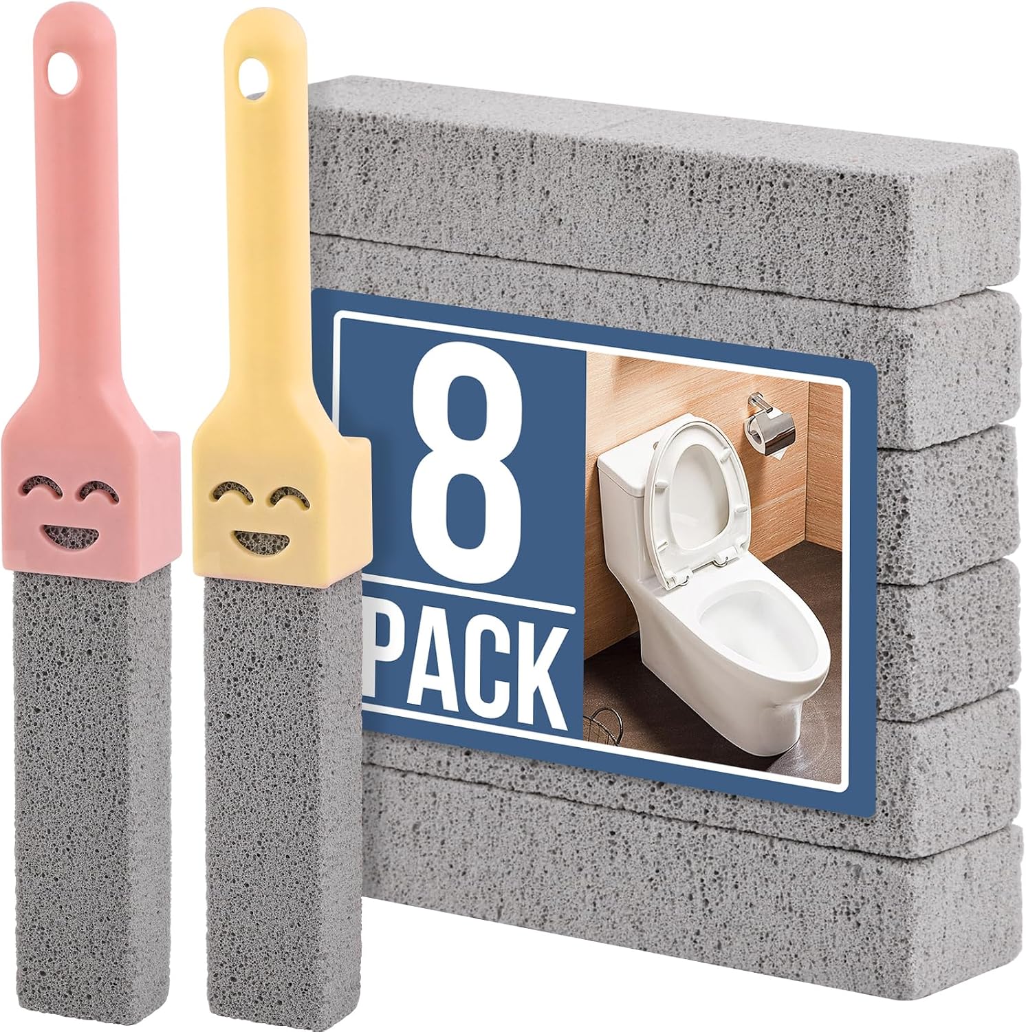 Detalle de Navona PS0090 Pumice Stone Scouring Sticks, 8-Pack with 2 Handles