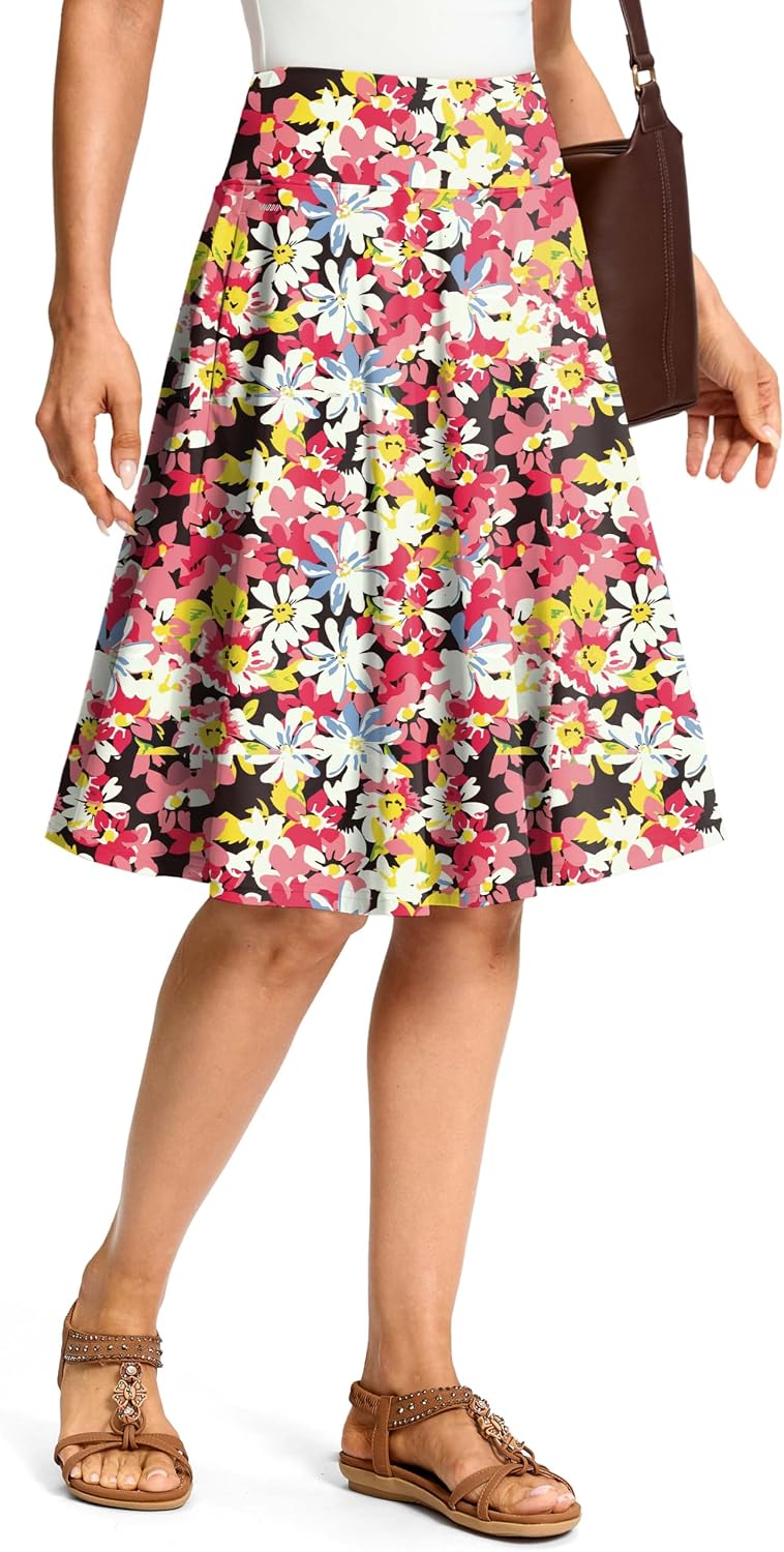 Detalle de Viodia 24" Knee Length Long Skorts for Women: Dressy Casual, Modest Travel Skirt with Pockets