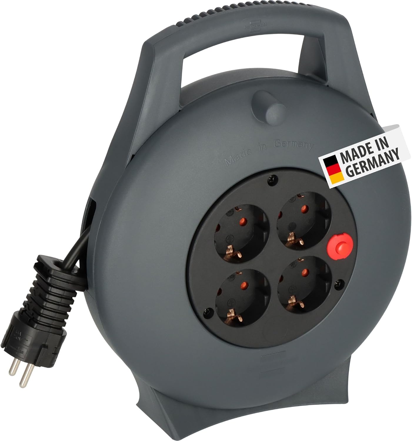 Detalle de Brennenstuhl Vario Line Kabelbox 4-fach / Mini-Kabeltrommel Indoor, 10 m Kabel, anthrazit