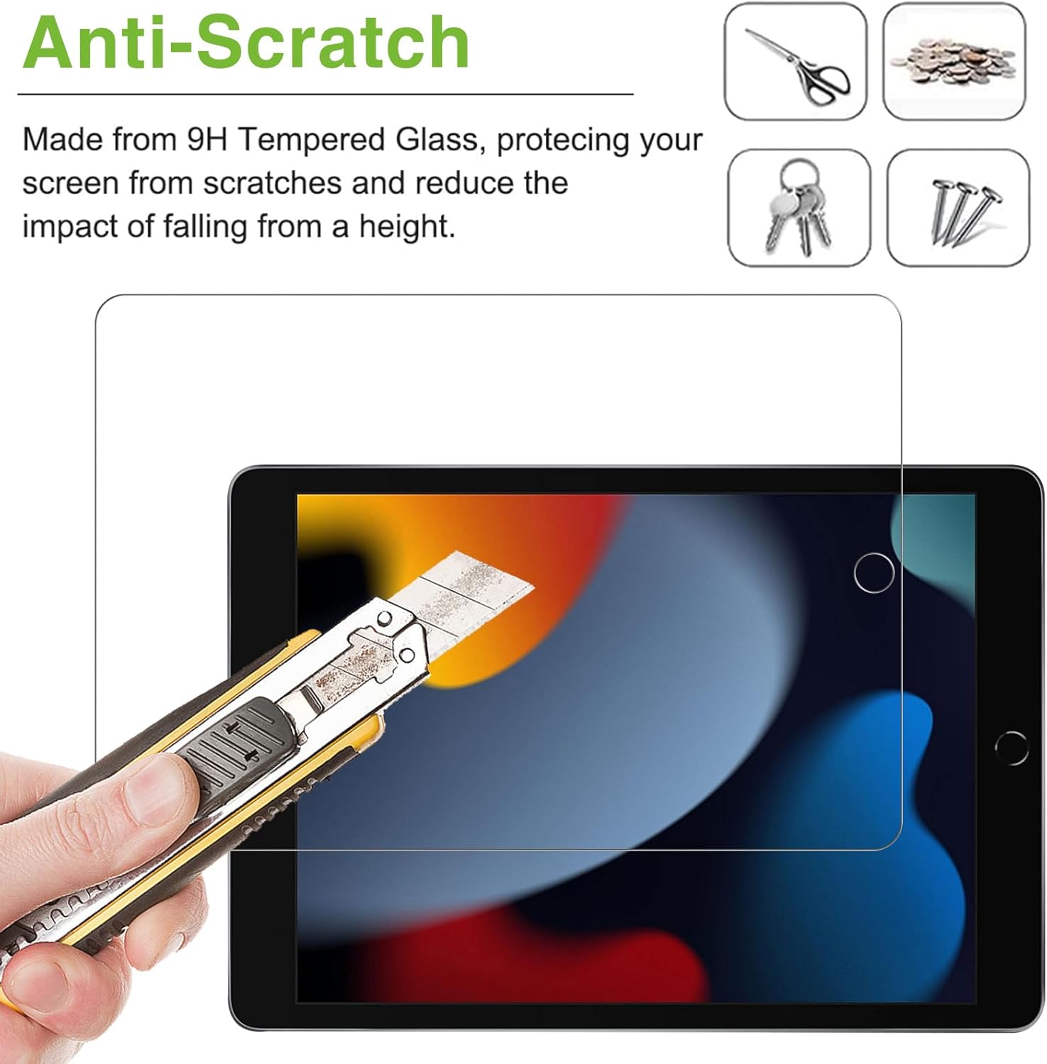 Detalle 2 de LKOOZO Tempered Glass Screen Protector for iPad 9th/8th/7th Gen (10.2-inch) with Installation Frame – 2 Pack