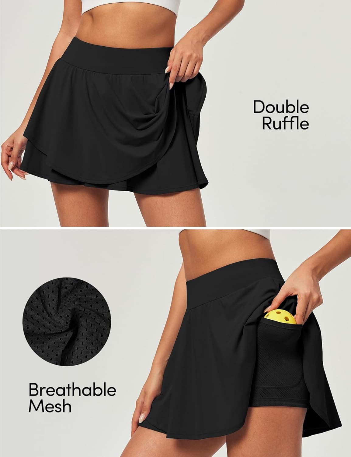 Thumbnail 3 de IUGA Tennis Skirt Pleated Skorts for Women with Pockets – Built-in Shorts, Tummy Control, Double Ruffle