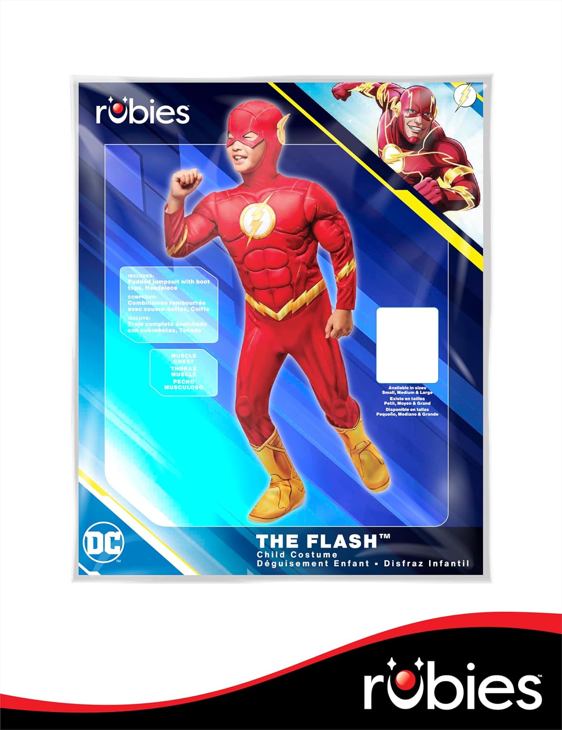Thumbnail 6 de Rubies The Flash Costume for Kids, Boys’ Medium 7/8, Padded Jumpsuit