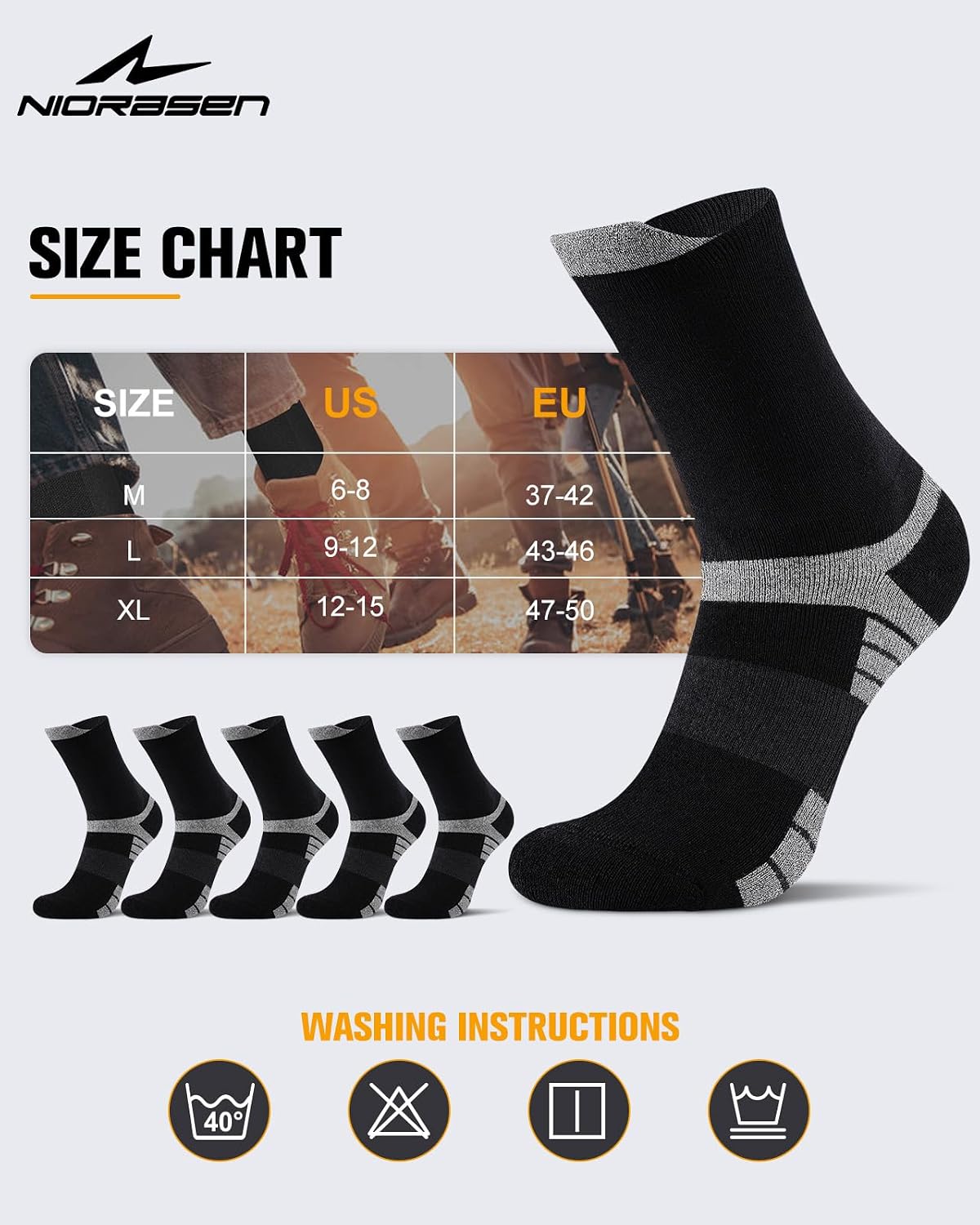 Thumbnail 6 de Niorasen Men's Crew Socks 78.6% Cotton