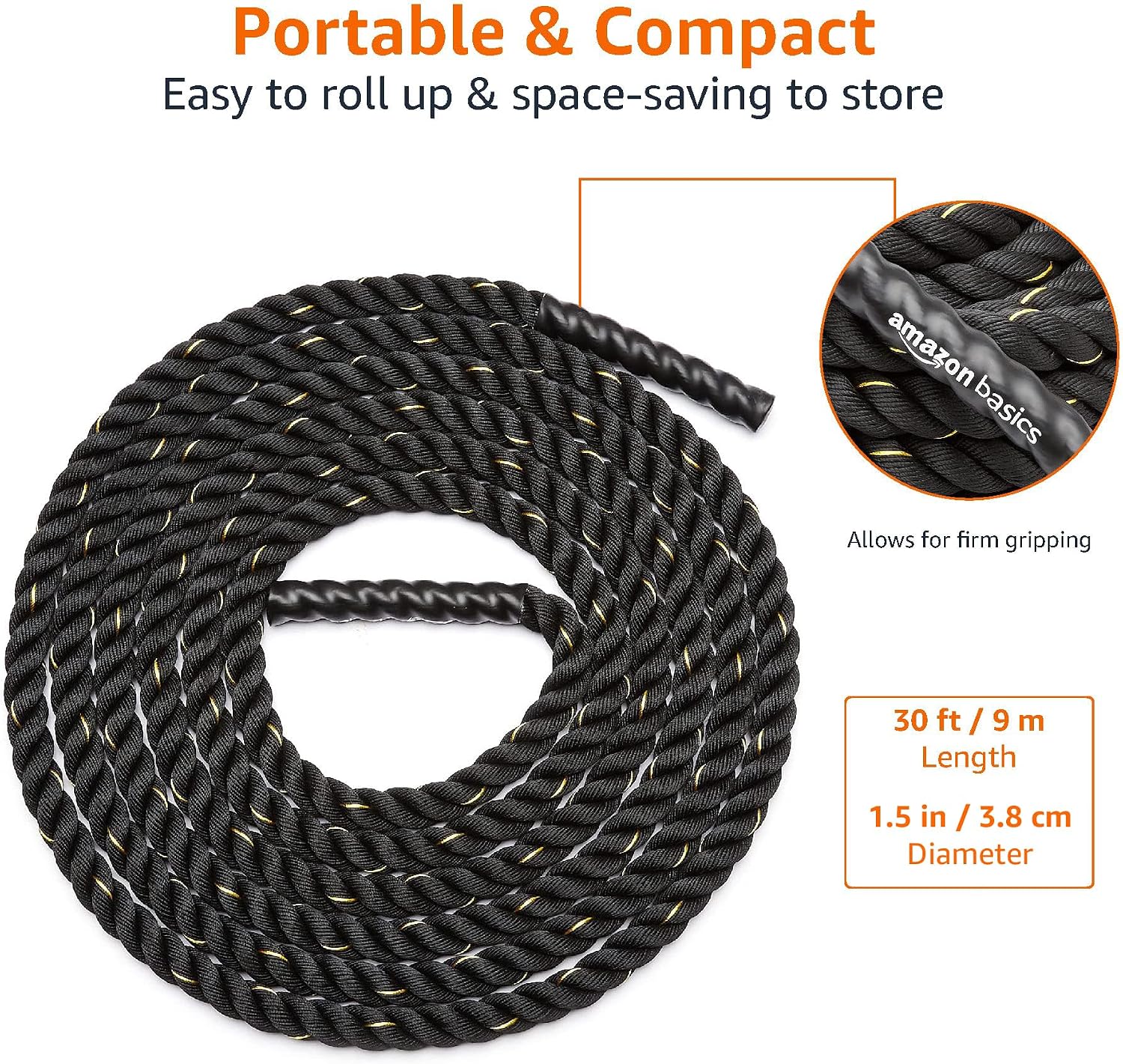 Detalle de Amazon Basics Corde ondulatoire lourde pour musculation: fiche d’achat