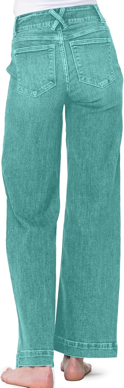 Thumbnail 4 de Astylish Women's High Waisted Wide Leg Straight Jeans