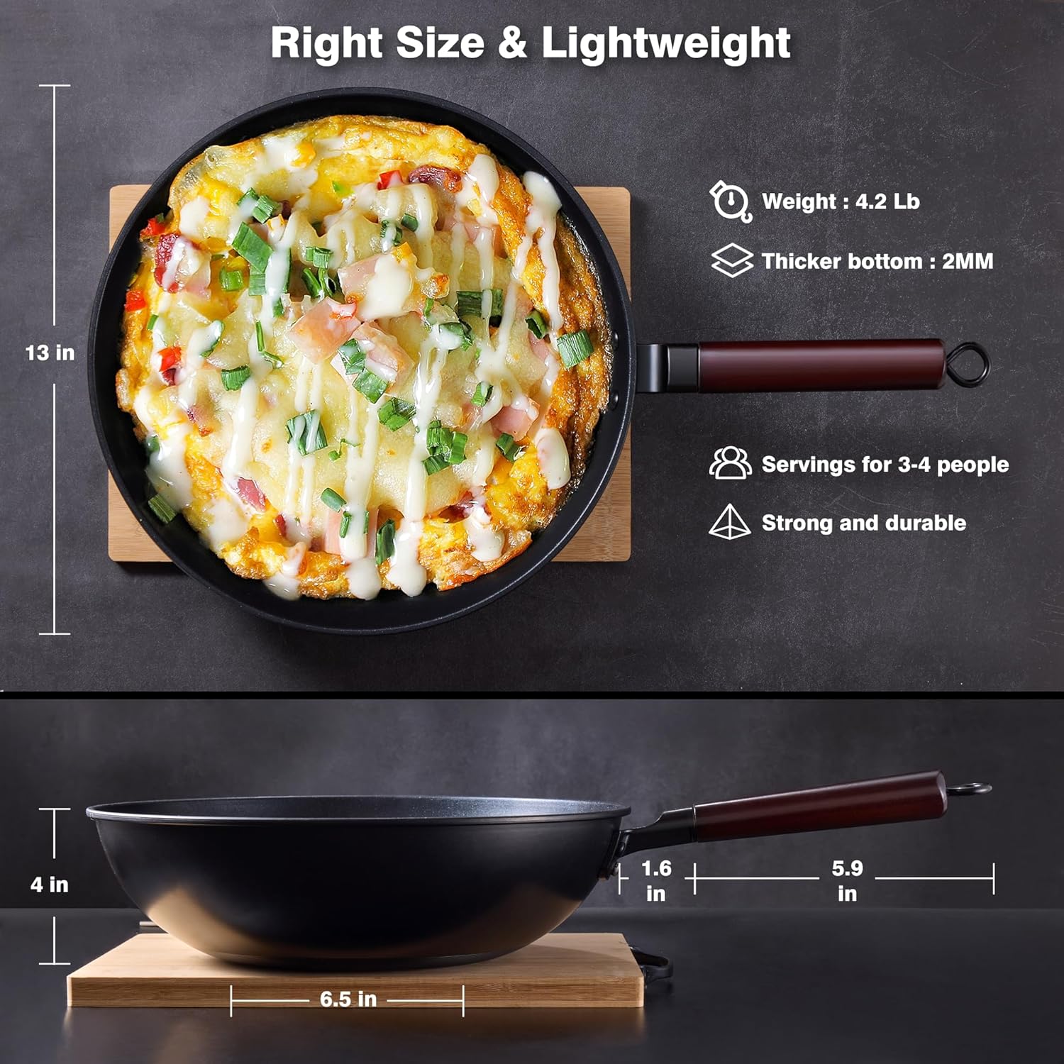 Thumbnail 5 de teewe Carbon Steel Wok 13-inch