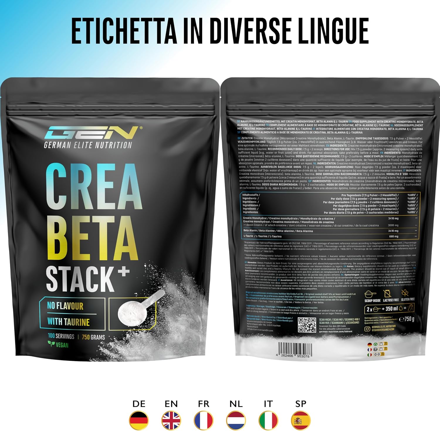 Thumbnail 5 de Creatin Beta Alanin Stack 750 g polvere