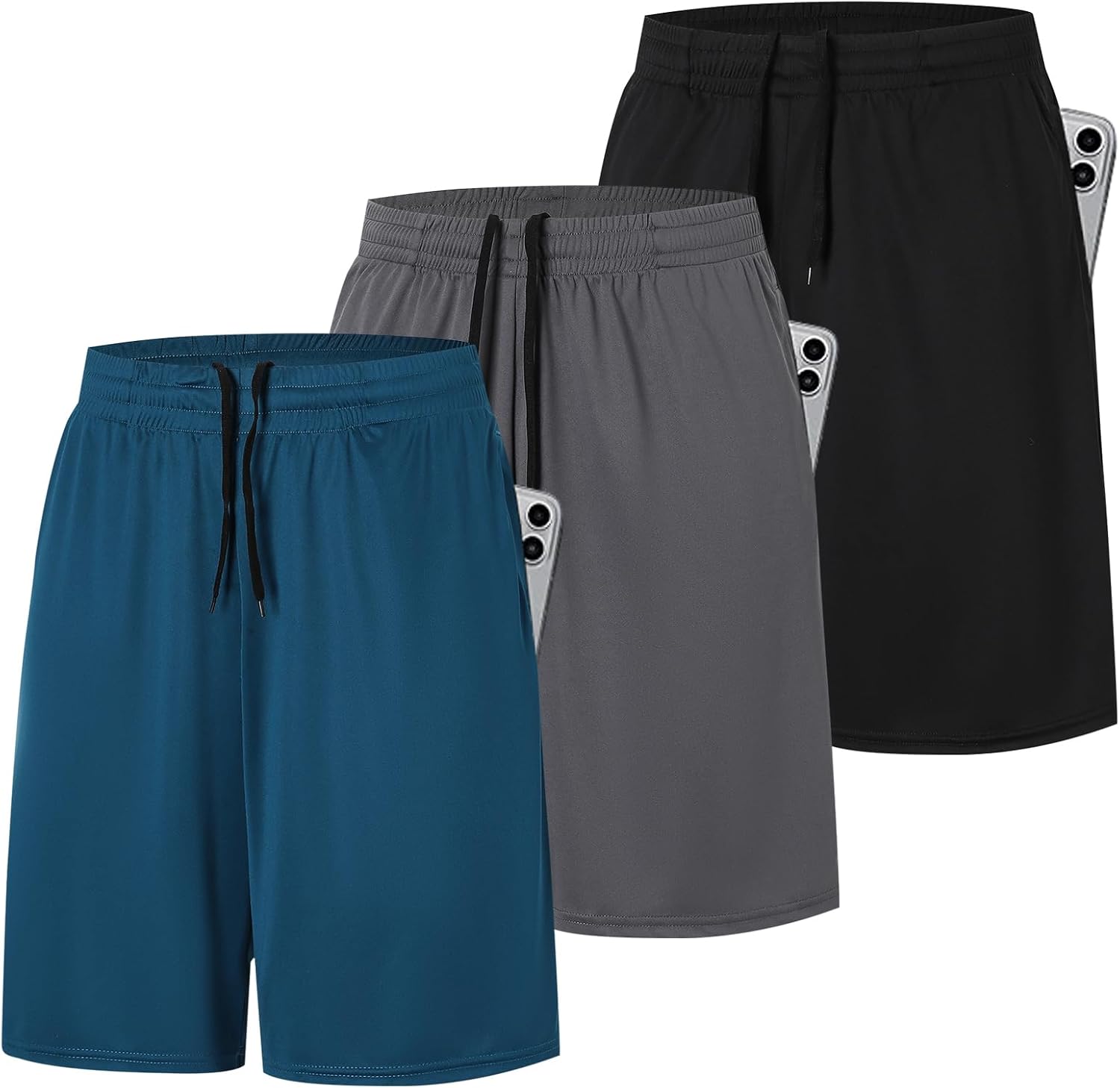 Detalle de ZENGVEE 1/3 Pack Men's Sport Shorts 7-9in