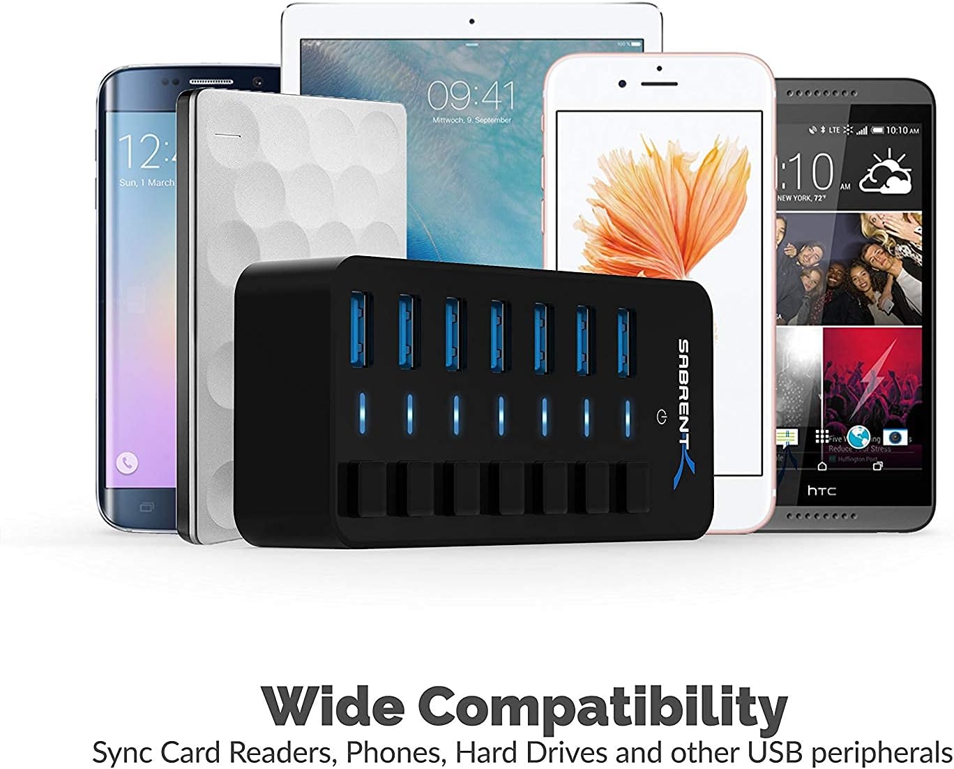 Thumbnail 5 de SABRENT Hub USB alimenté 7 ports 5 Gbps (HB-BUP7) avec interrupteurs et LED