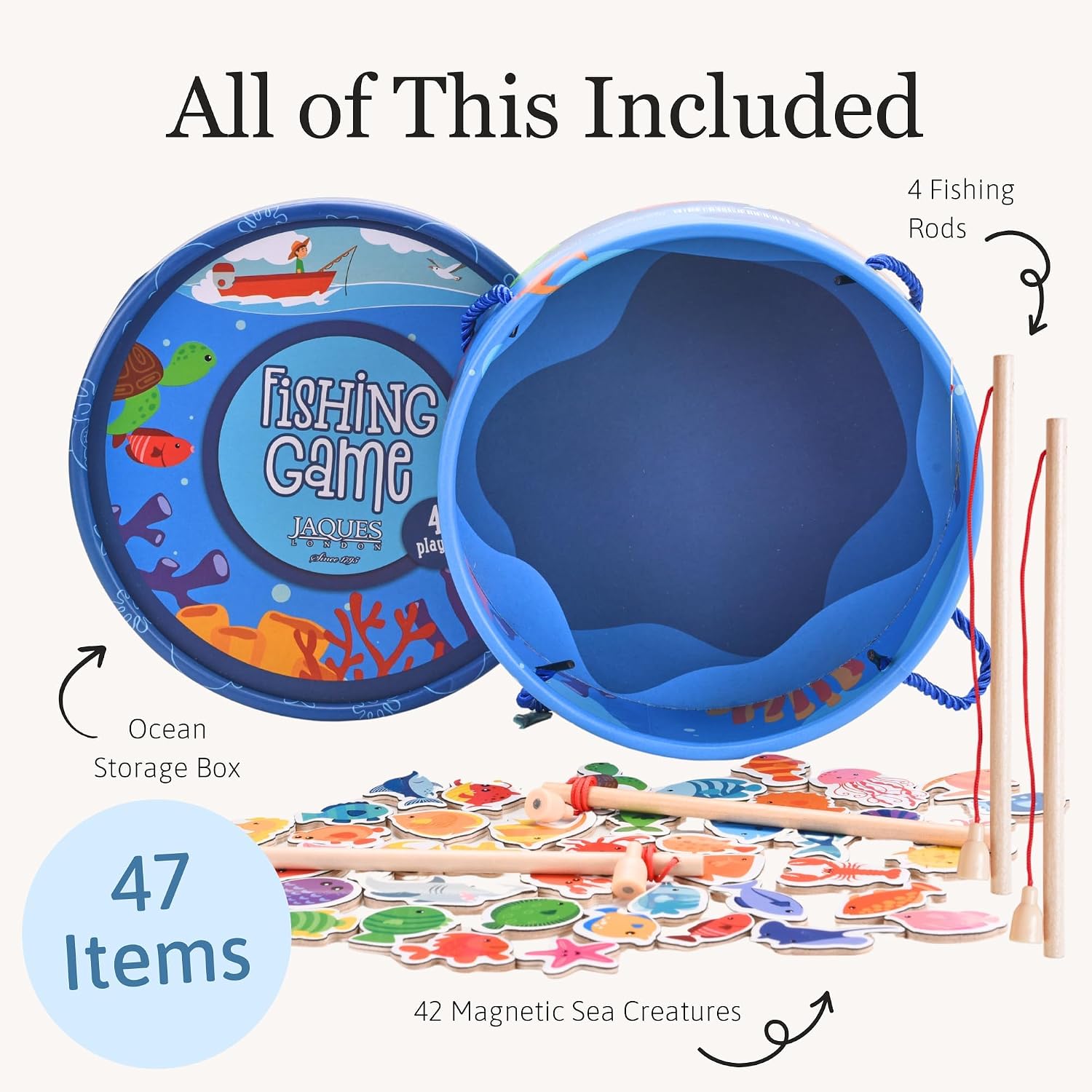 Thumbnail 2 de Jaques of London Magnetic Fishing Game (Wooden Catch & Count) for Toddlers 3–5