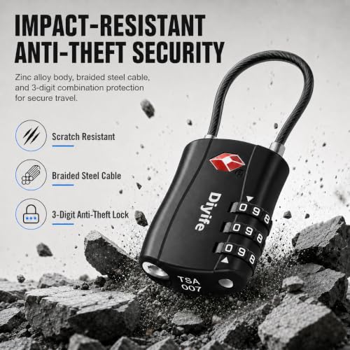 Thumbnail 2 de Diyife TSA Approved Luggage Locks with Flexible Steel Cable