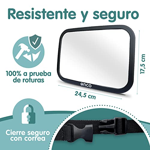Thumbnail 4 de Onco Espejo Coche Bebé Asiento Trasero: 360° de visión, irrompible