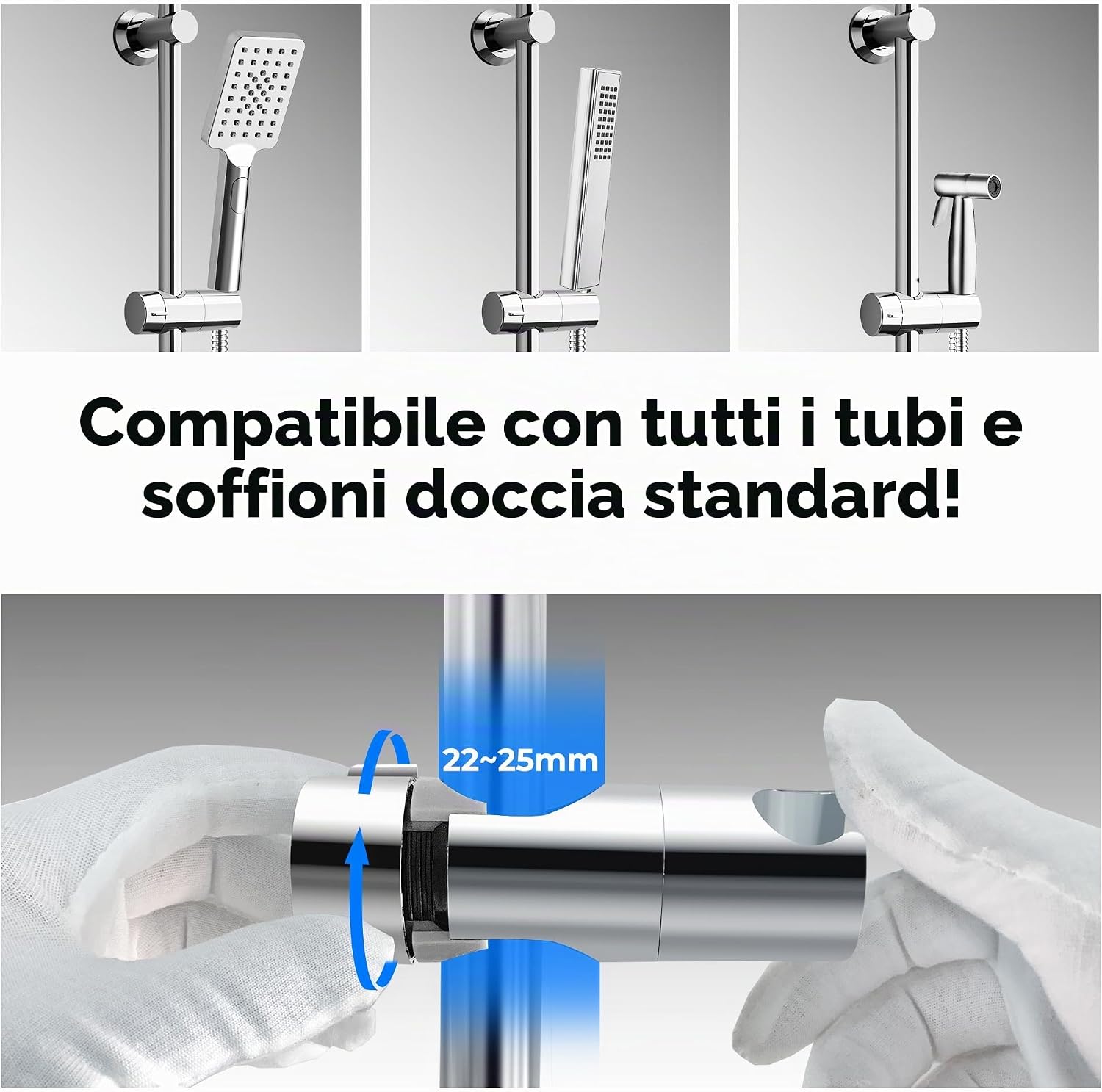 Thumbnail 3 de JOHO Asta Doccia in acciaio inox 70 cm con supporto regolabile e mensola cromata