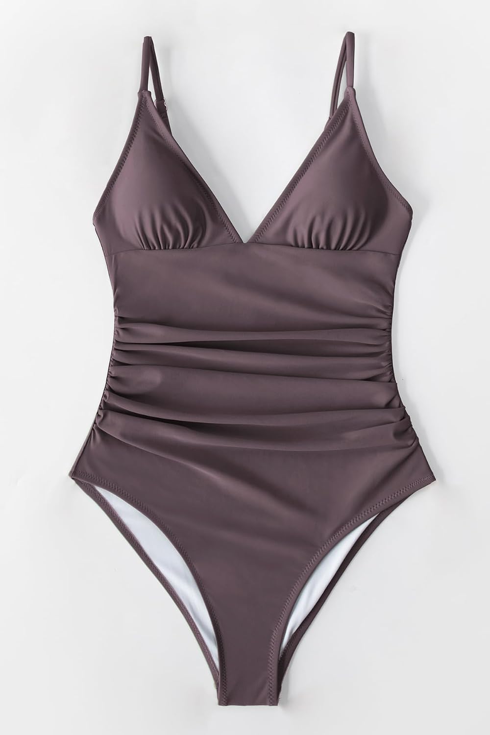 Detalle 2 de CUPSHE maillot de bain une pièce femme à col en V profond, bonnets rembourrés et bretelles spaghetti réglables
