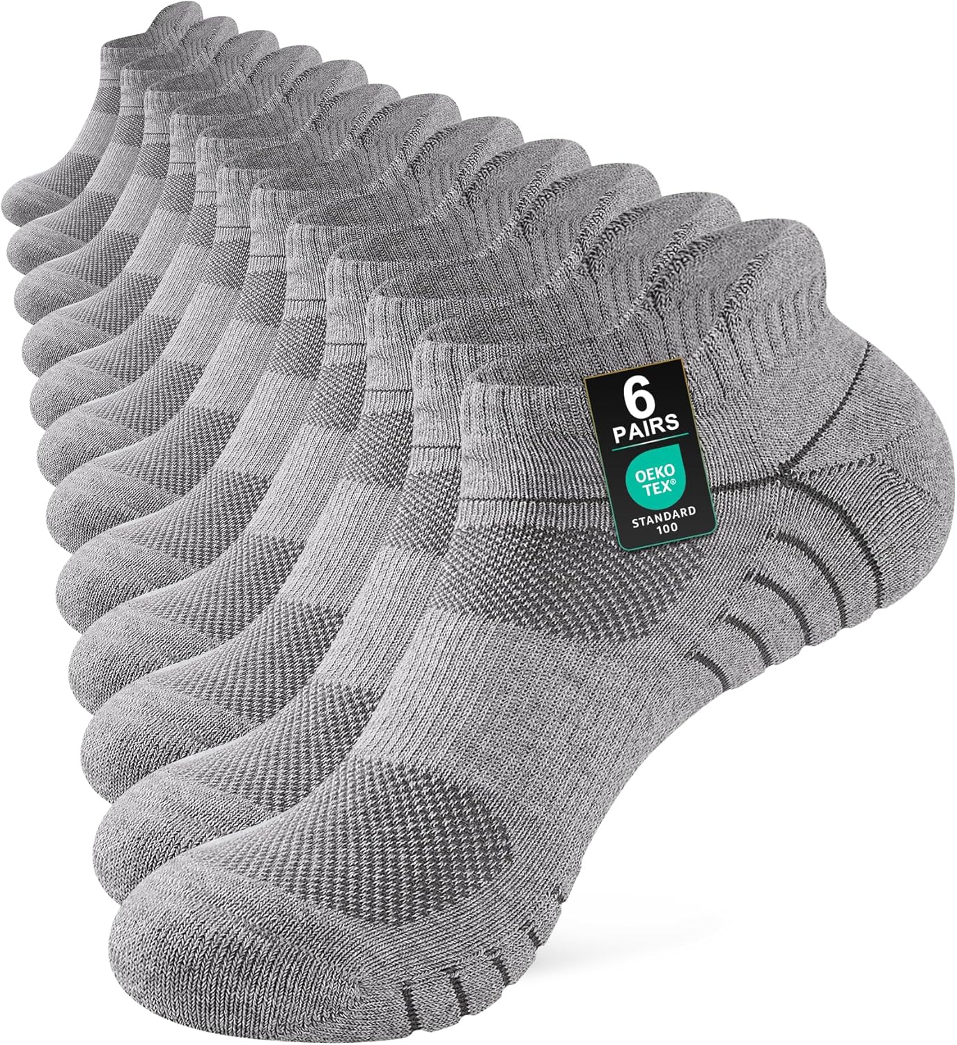 Detalle de Niorasen Mens Running Socks 6 Pairs: Cushioned, Breathable Ankle Trainers for Running and Everyday Wear