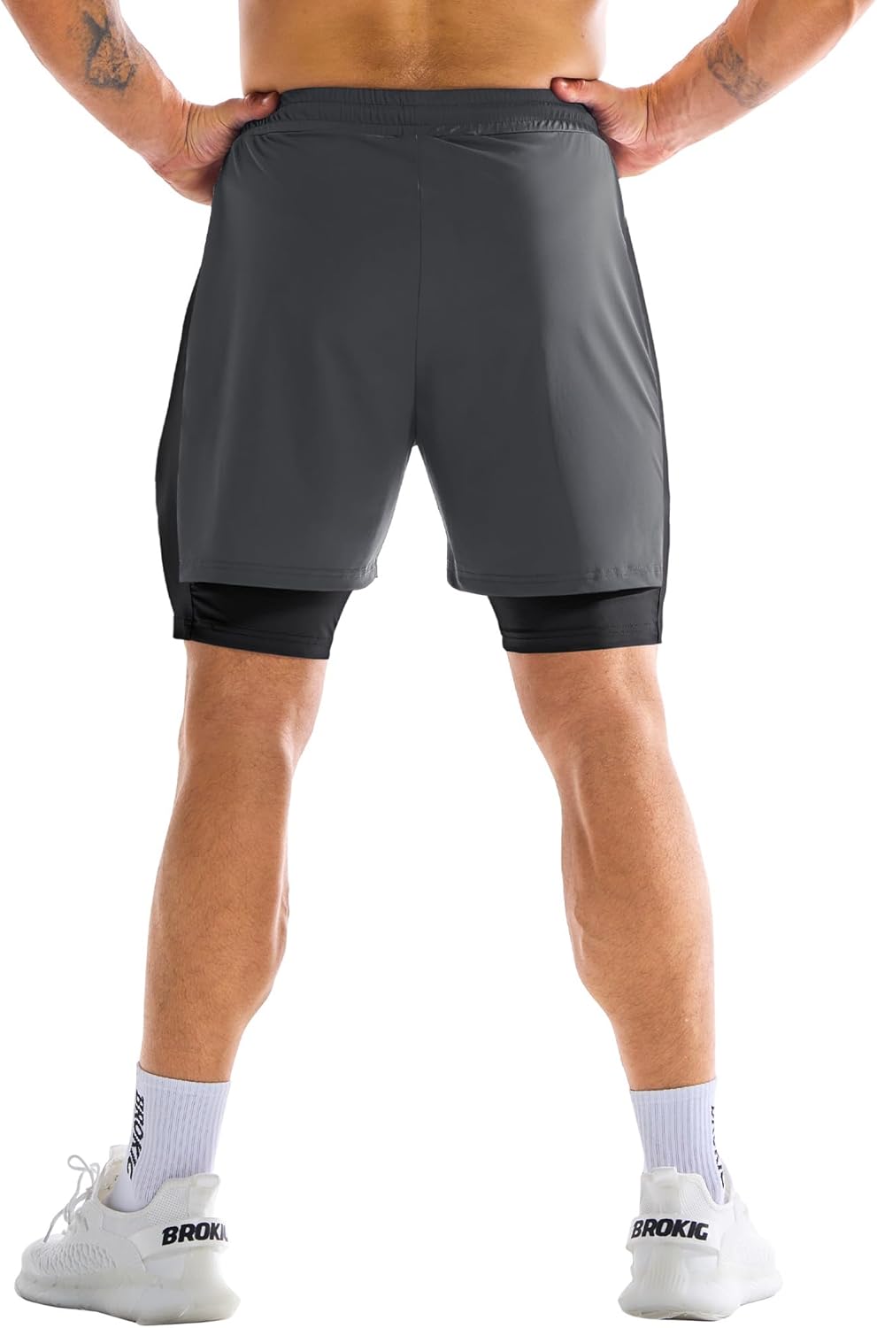Detalle de BROKIG Men's Gym Shorts with Zip Pocket